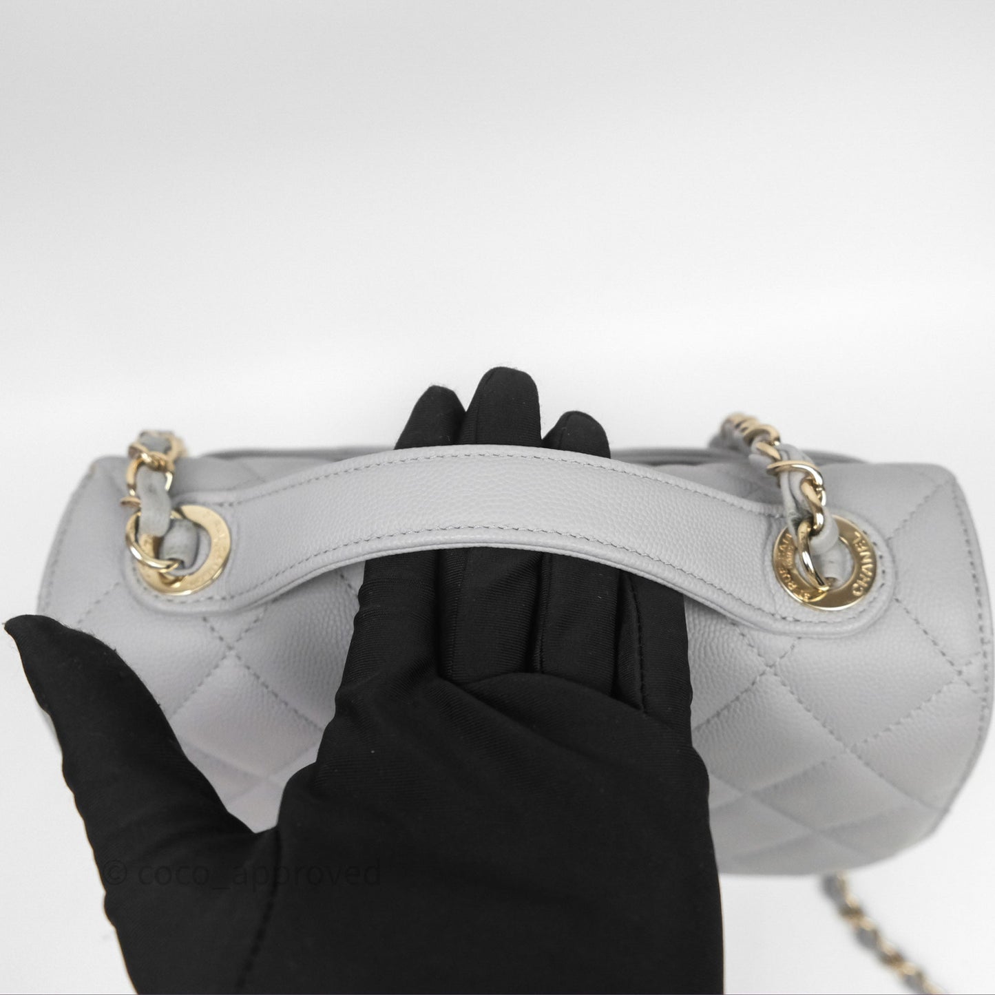 Chanel Quilted Medium Business Affinity Flap Grey Caviar Gold Hardware