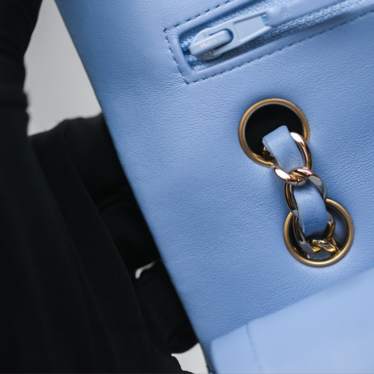 Chanel Classic M/L Medium Flap Quilted Sky Blue Lambskin Gold Hardware