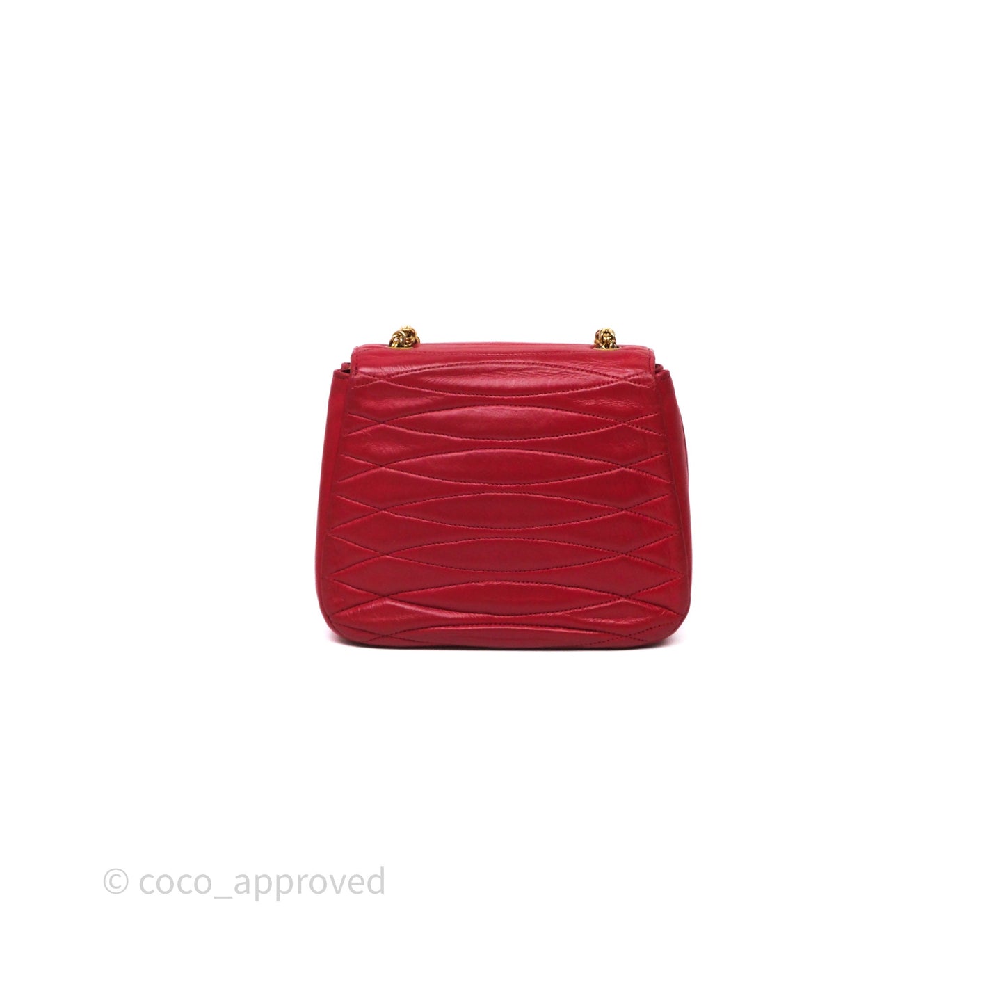 Chanel Vintage Quilted Flap Bag Red Lambskin Gold Hardware
