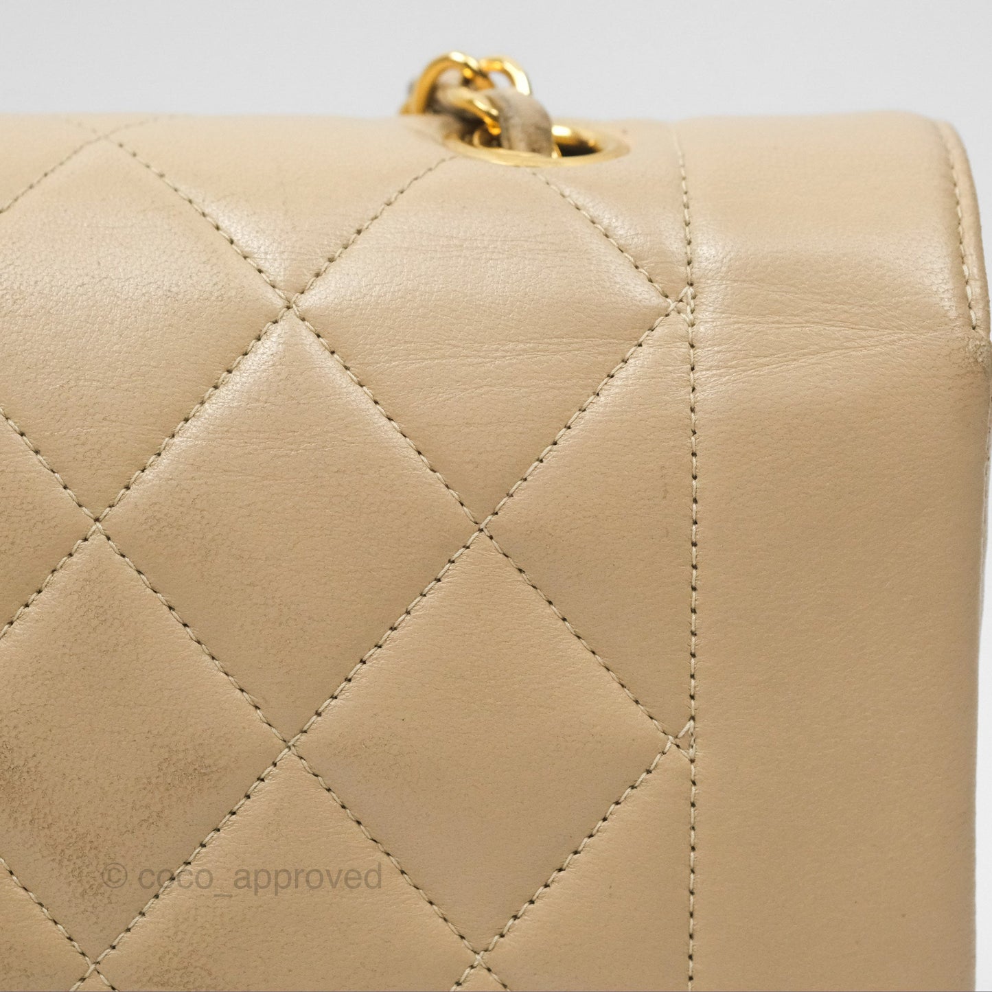 Chanel Vintage Small Quilted Classic Diana Flap Bag Beige Lambskin 24K Gold Hardware