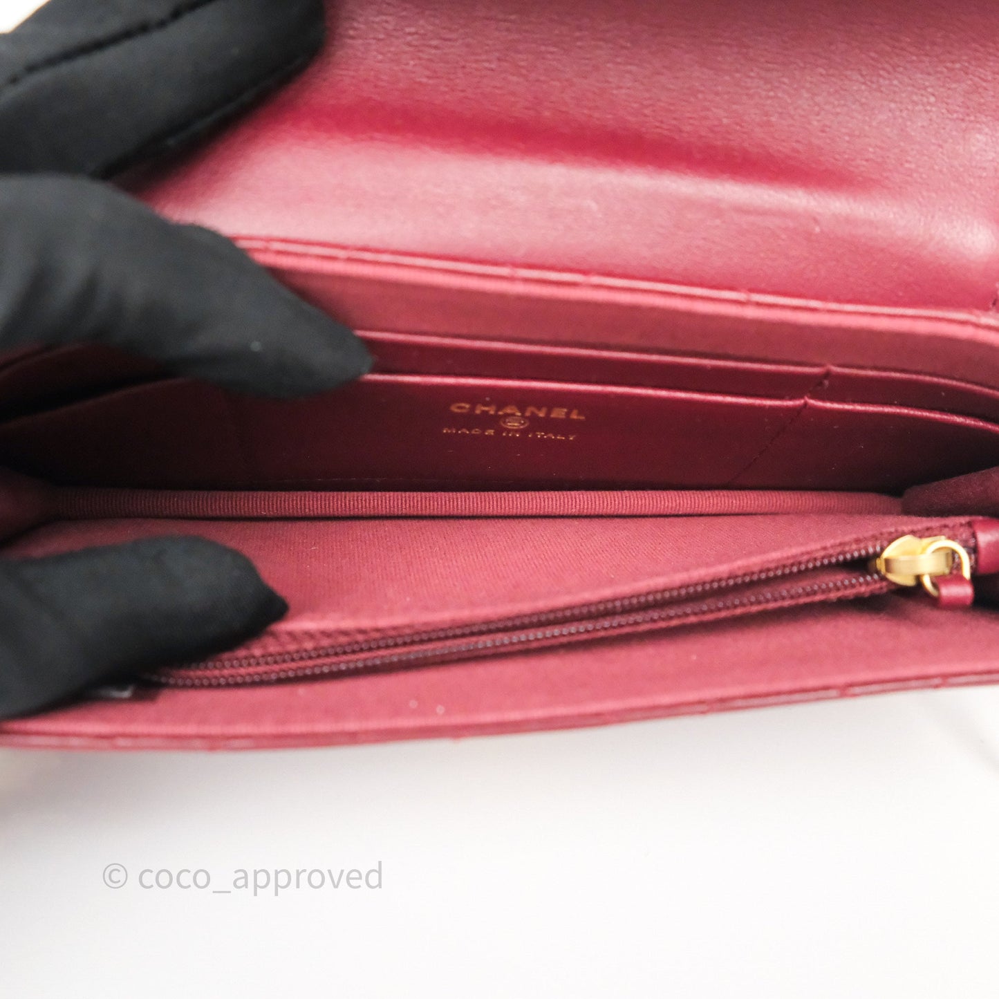 Chanel Mini WOC with CC Chain Burgundy Lambskin Gold Hardware 22K