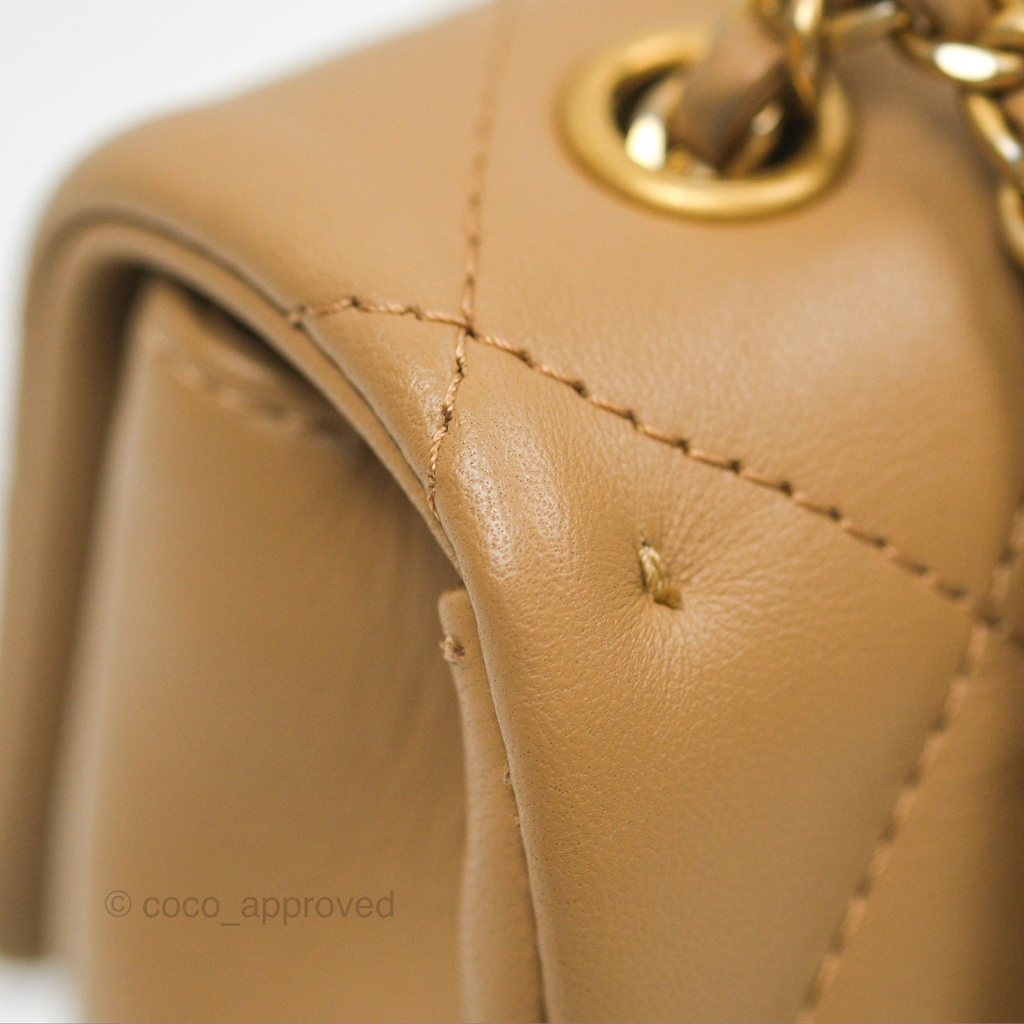 Chanel Mini Flap Bag With Heart CC Charm Dark Beige Lambskin Aged Gold Hardware