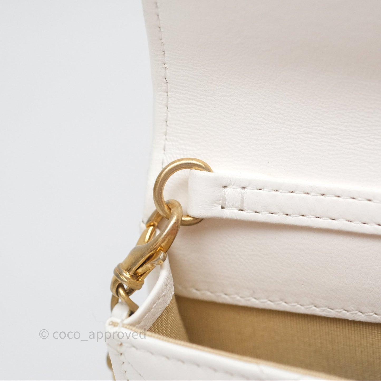 Chanel Mini Pearl Crush Clutch With Chain Belt Bag White Aged Gold Hardware