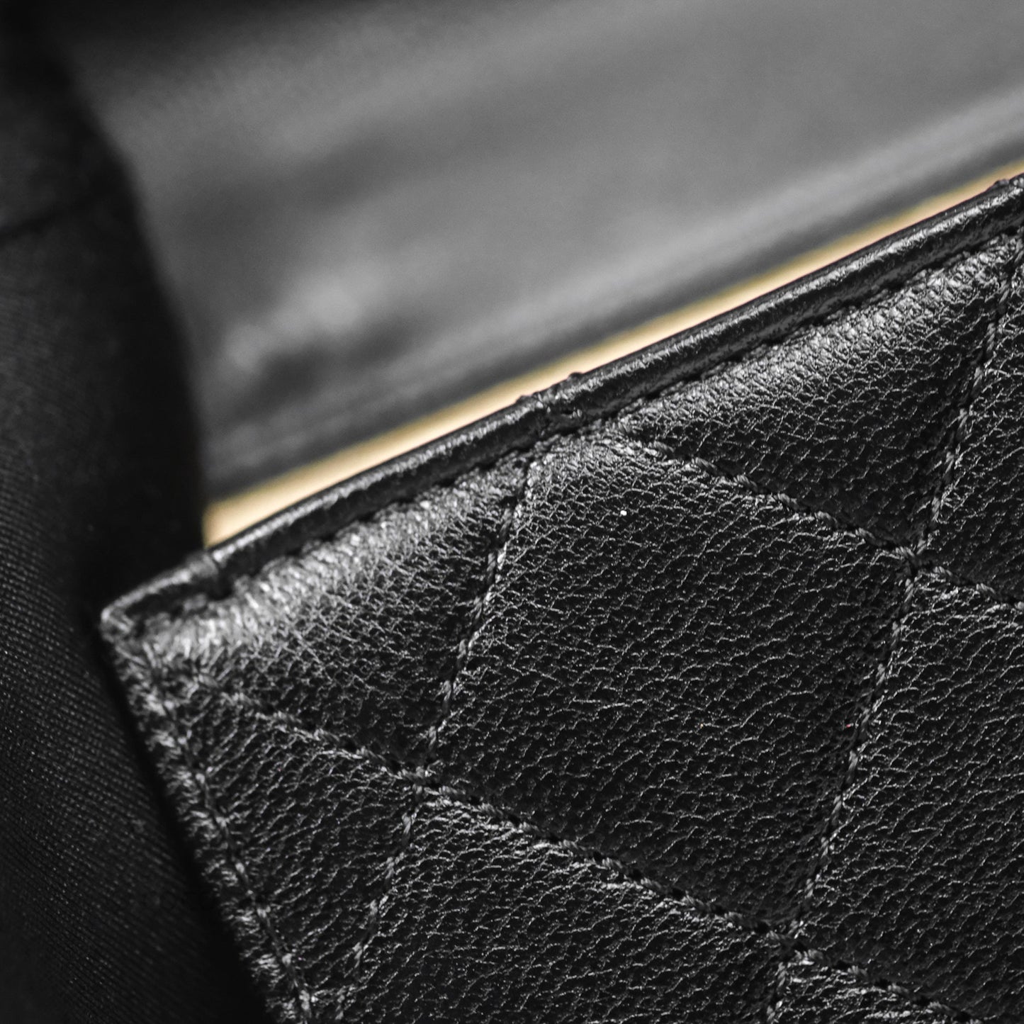 Chanel Quilted Chic Logo Pearls Flap Black Goatskin Aged Gold Hardware