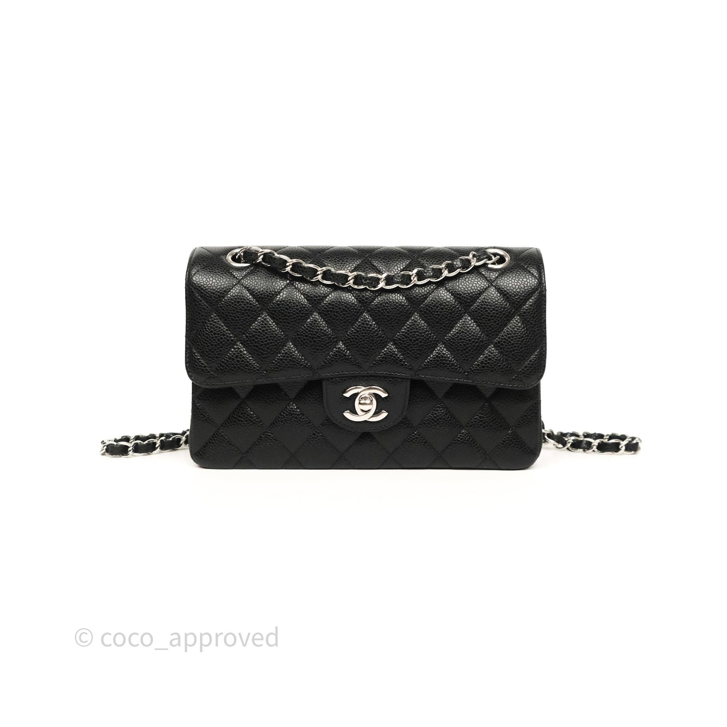 Chanel Small Classic Flap Quilted Black Caviar Silver Hardware