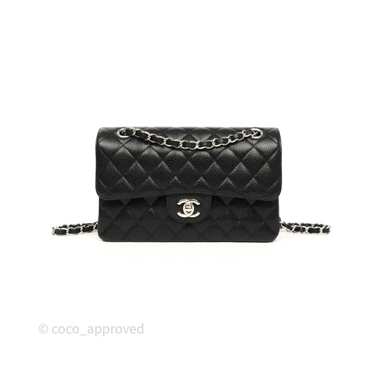 Chanel Small Classic Flap Quilted Black Caviar Silver Hardware