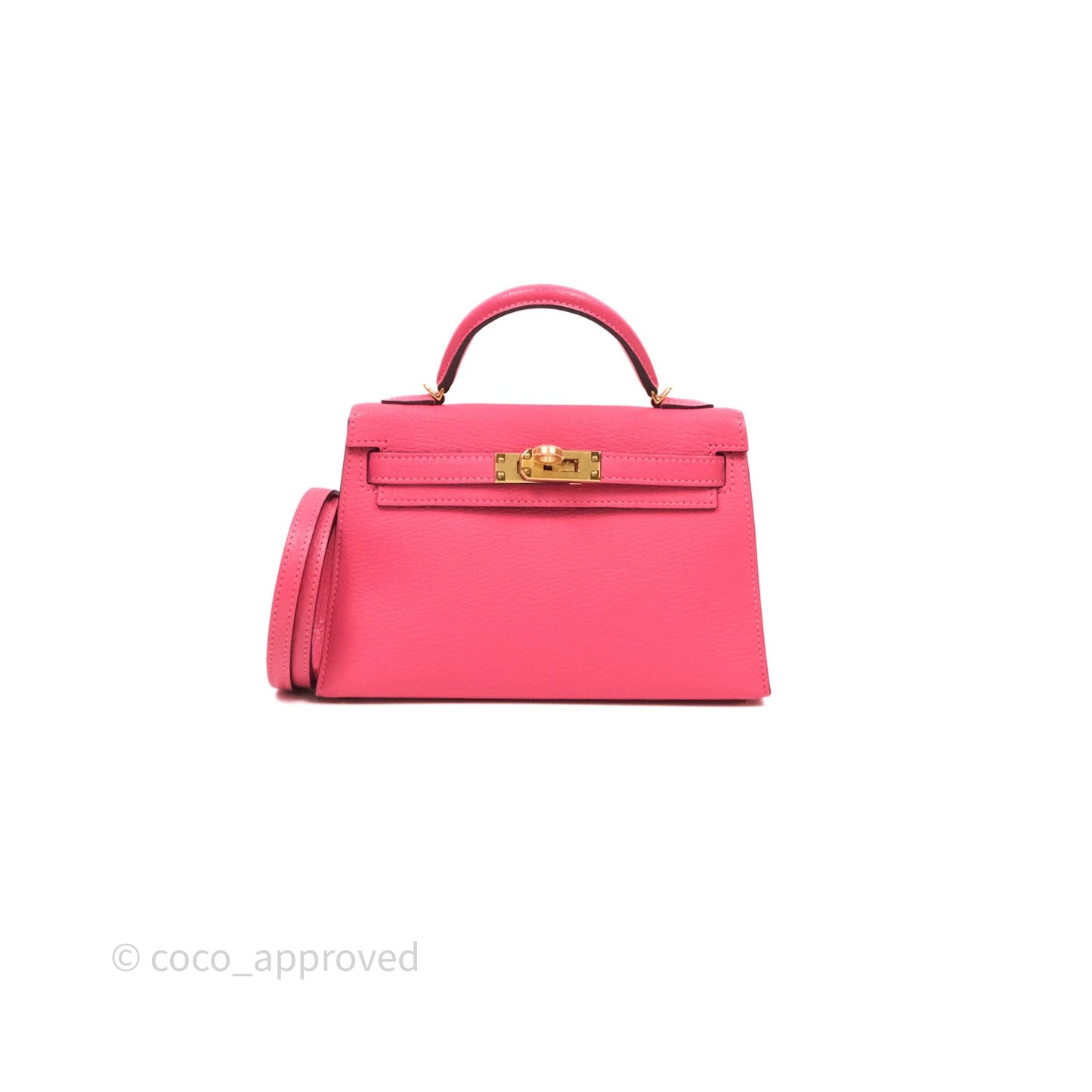 Hermes Mini Kelly II Chevre Mysore U5 Rose Lipstick Gold Hardware