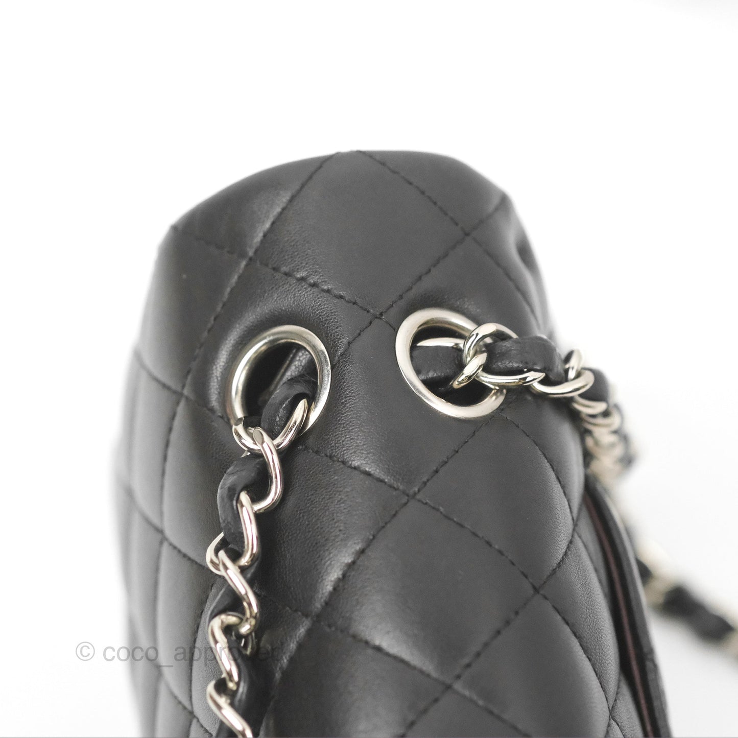 Chanel Classic M/L Medium Flap Quilted Black Lambskin Silver Hardware