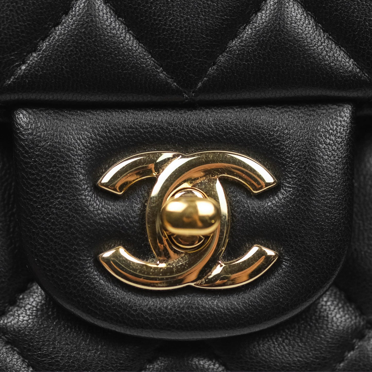 Chanel Quilted Mini Rectangular Flap Black Lambskin Gold Hardware