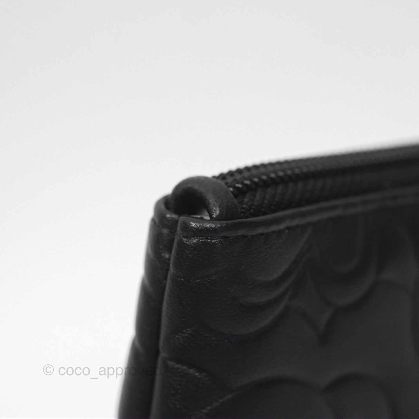 Chanel Key Holder Case Black Camellia Embossed Lambskin Silver Hardware