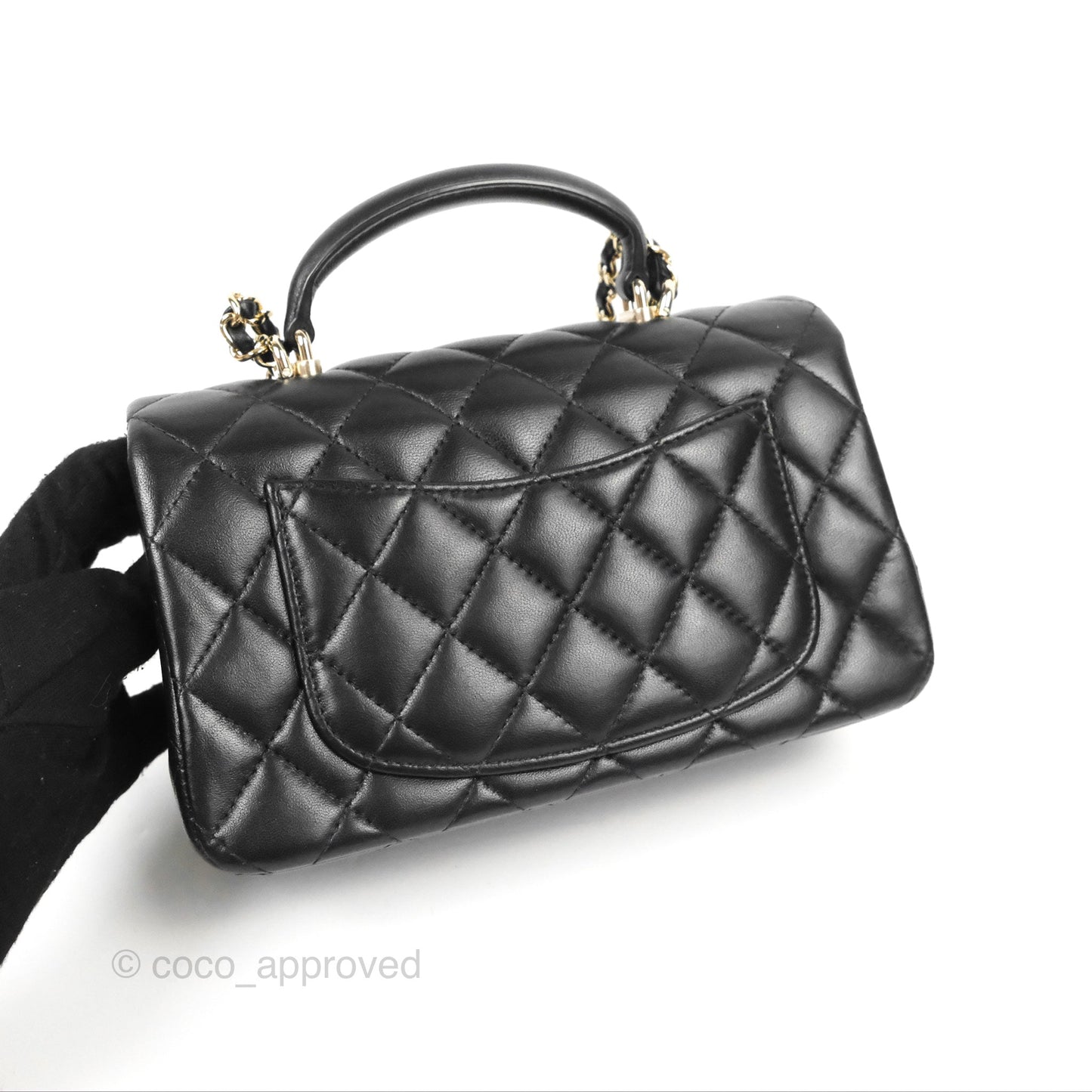Chanel Top Handle Mini Rectangular Flap Bag Black Lambskin Gold Hardware