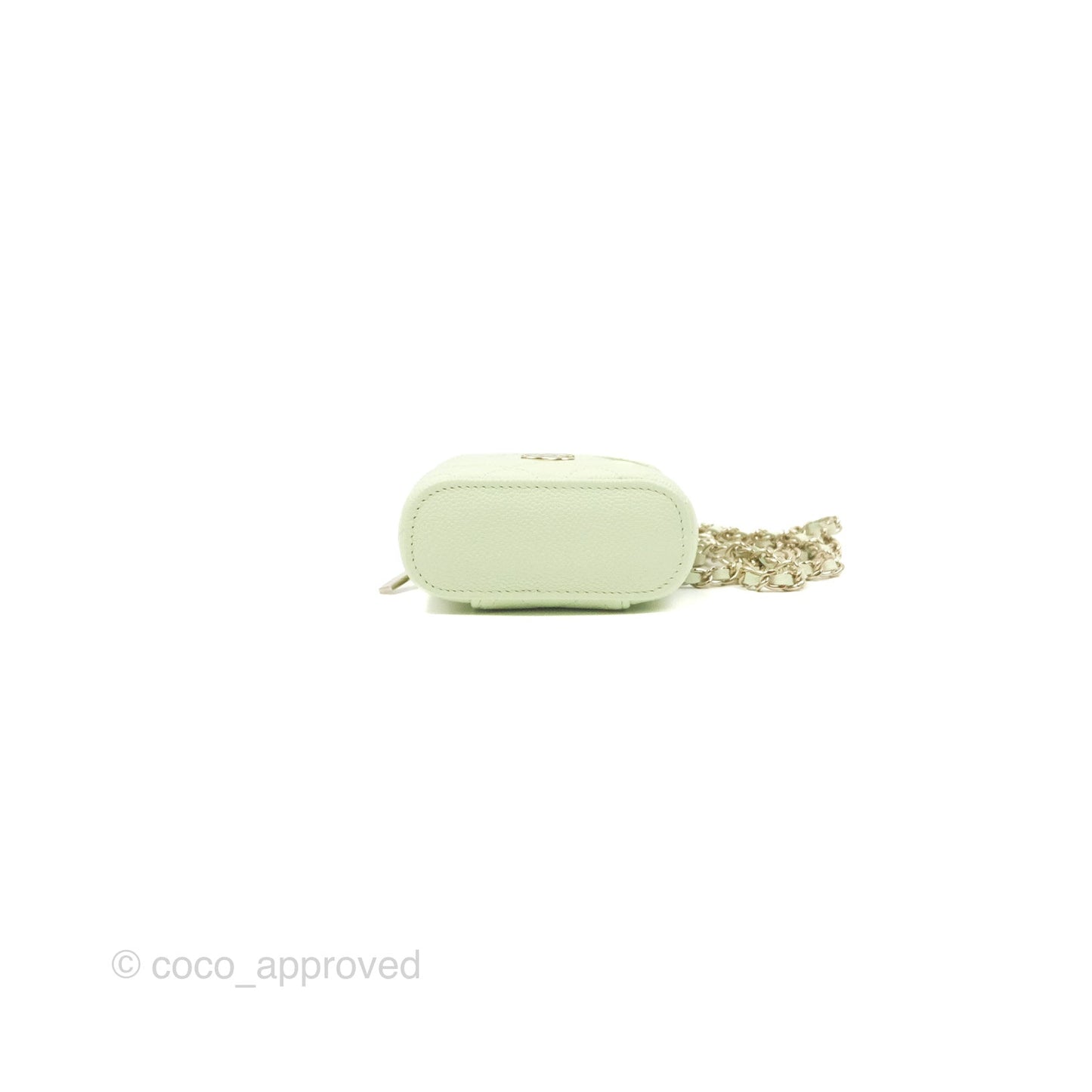 Chanel Quilted Small Handle With Care Vanity Case With Chain Green Caviar Gold Hardware