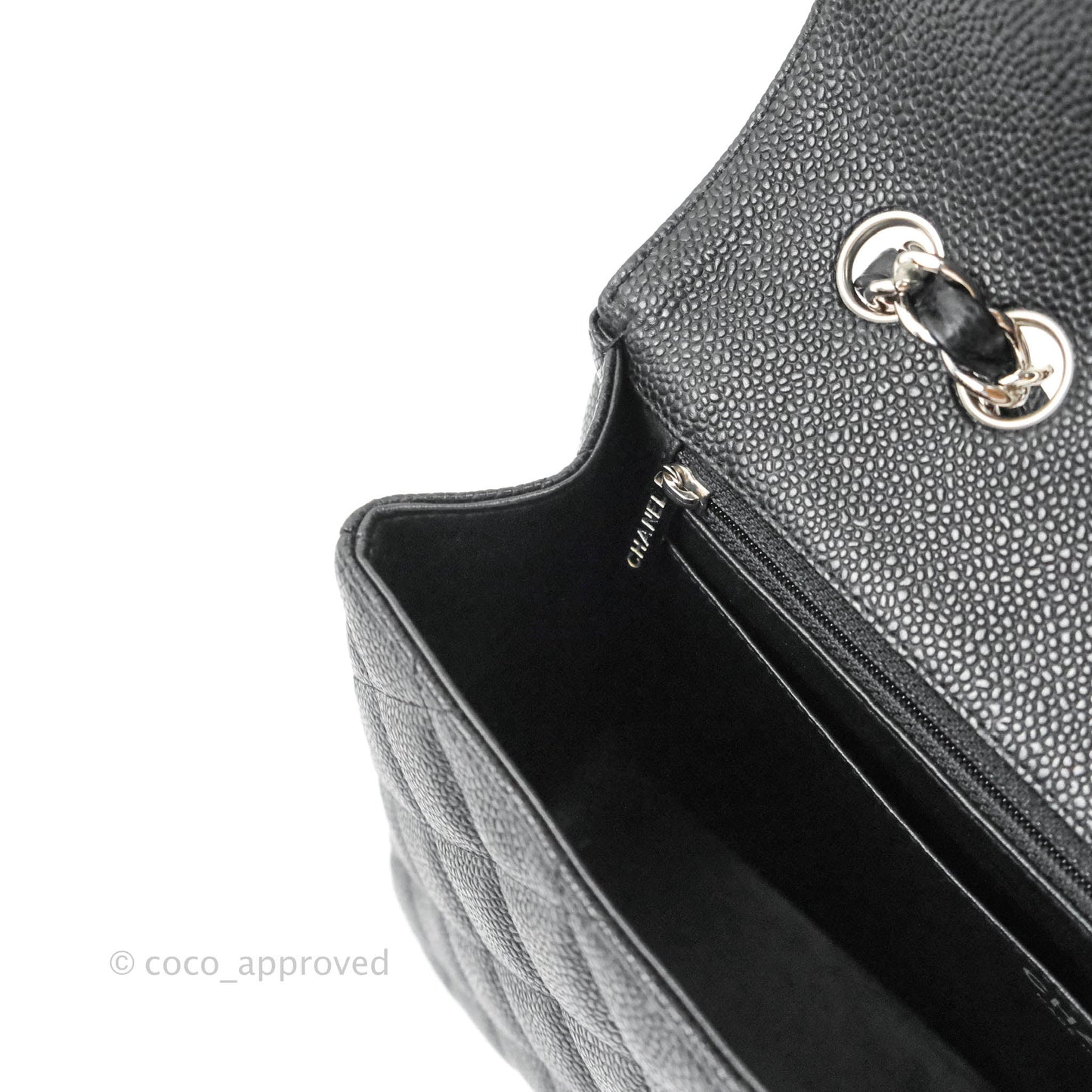 Chanel Jumbo Single Flap Black Caviar Silver Hardware