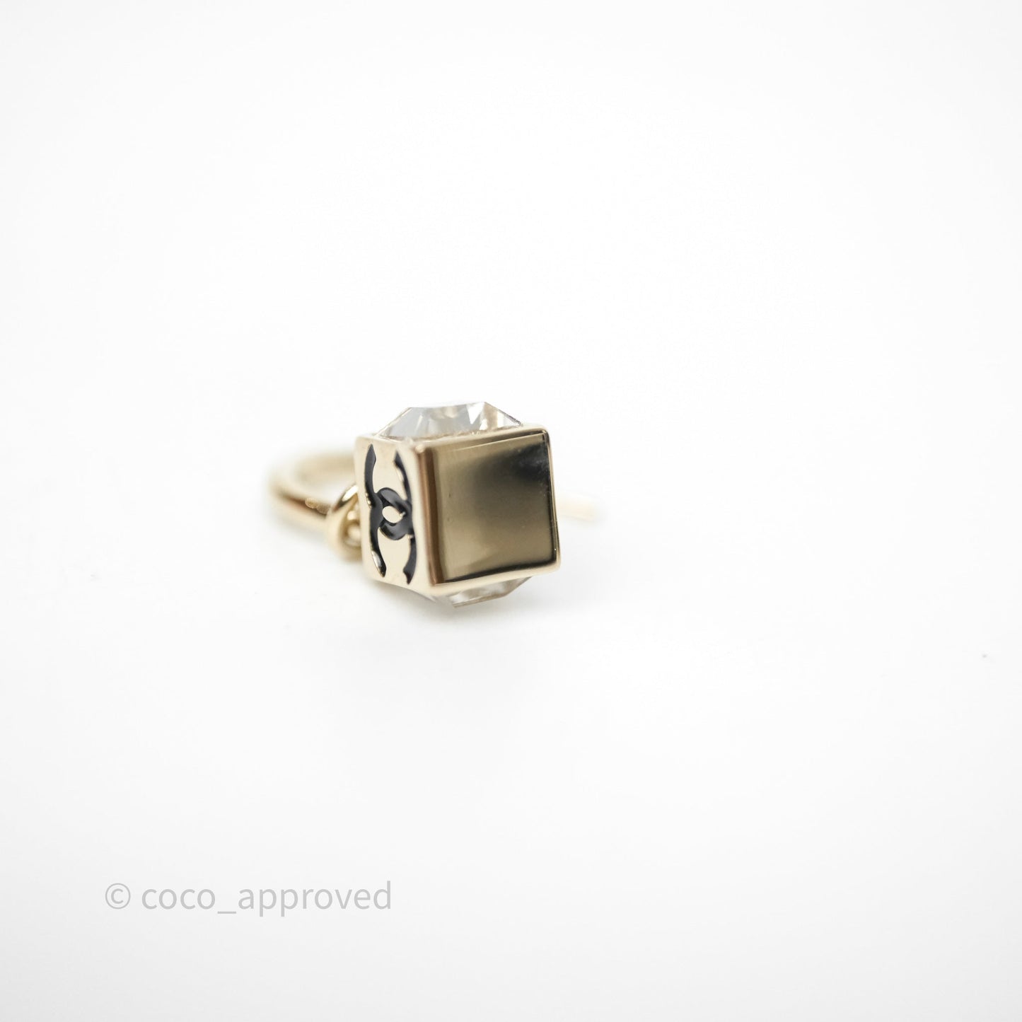 Chanel CC Crystal Square Drop Earrings Gold Tone 25C