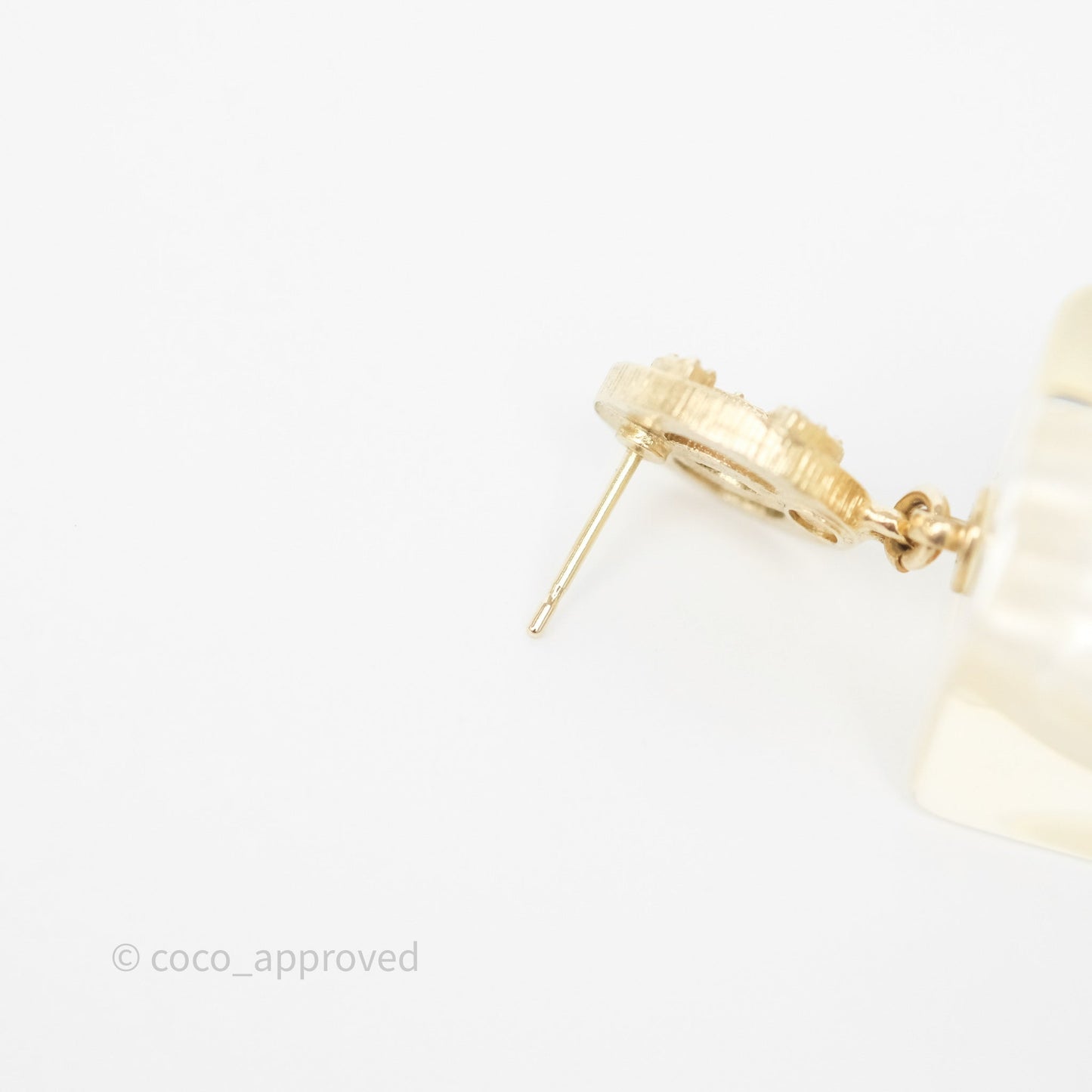 Chanel CC Crystals Pearl Resin Cube Drop Earrings 19K