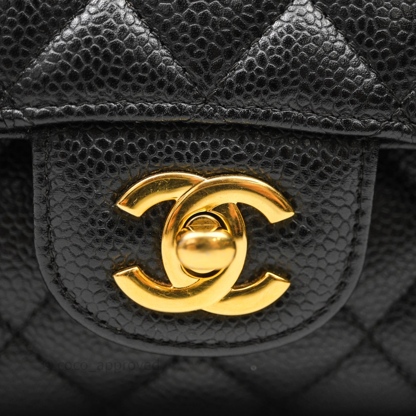 Chanel Classic M/L Medium Flap Quilted Black Caviar Gold Hardware