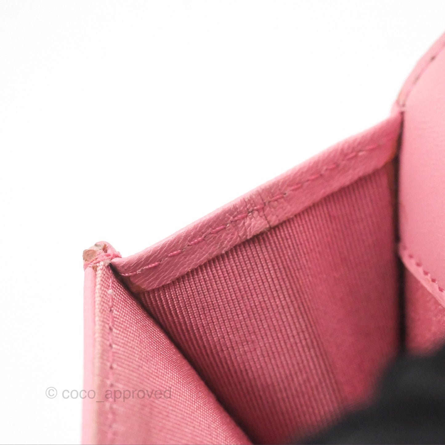 Chanel Quilted Flap Card Holder Pink Lambskin Silver Hardware