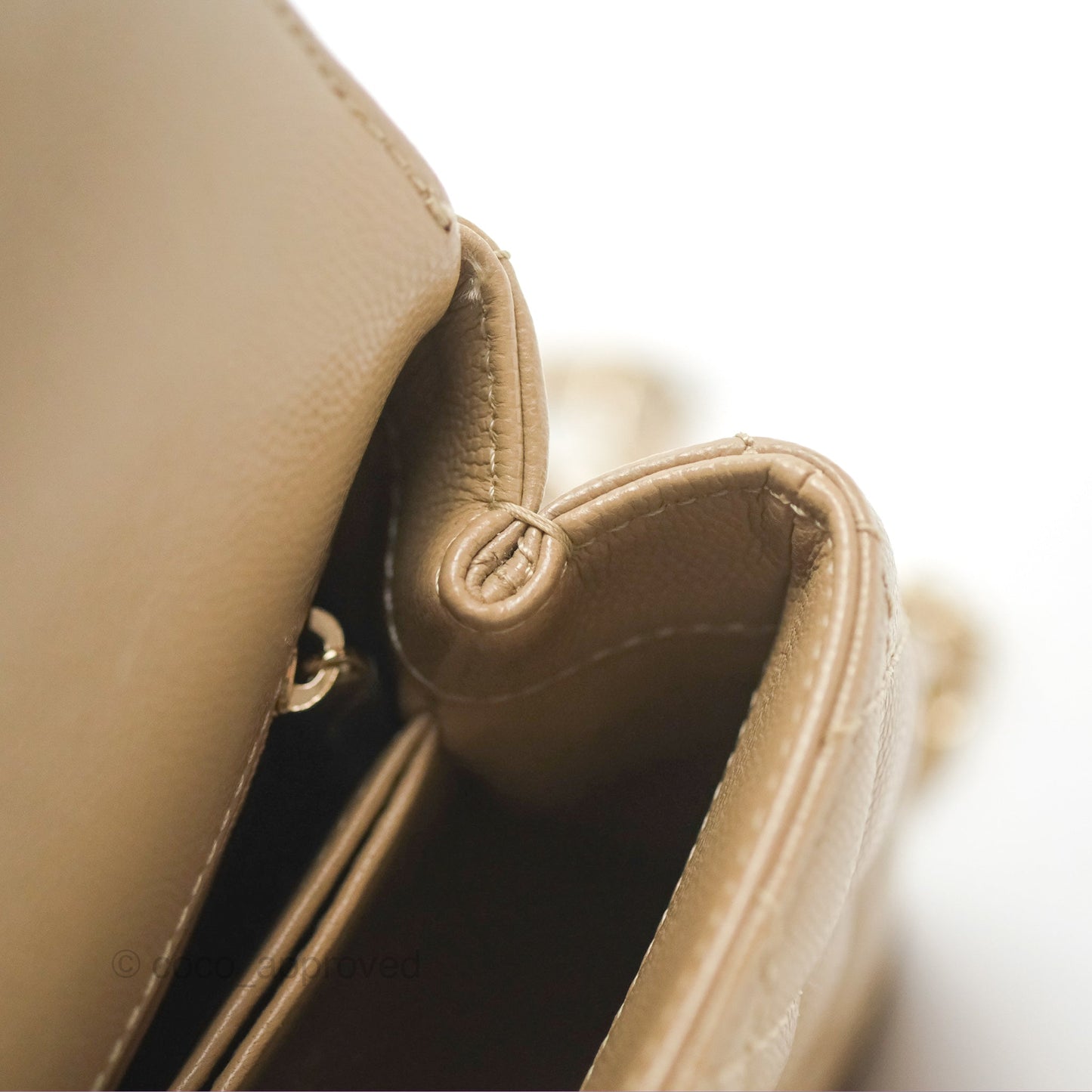 Chanel Mini Coco Handle Quilted Dark Beige Caviar Gold Hardware