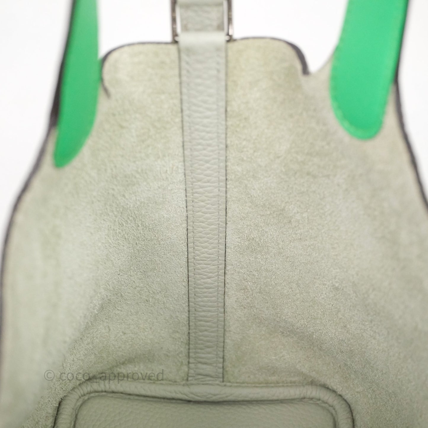 Hermes Picotin 18 Gris Neve/Vert 0V Comics Clemence Palladium Hardware