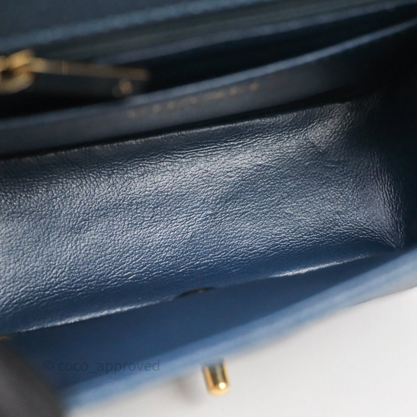 Chanel Quilted Mini Square Iridescent Navy Caviar Gold Hardware