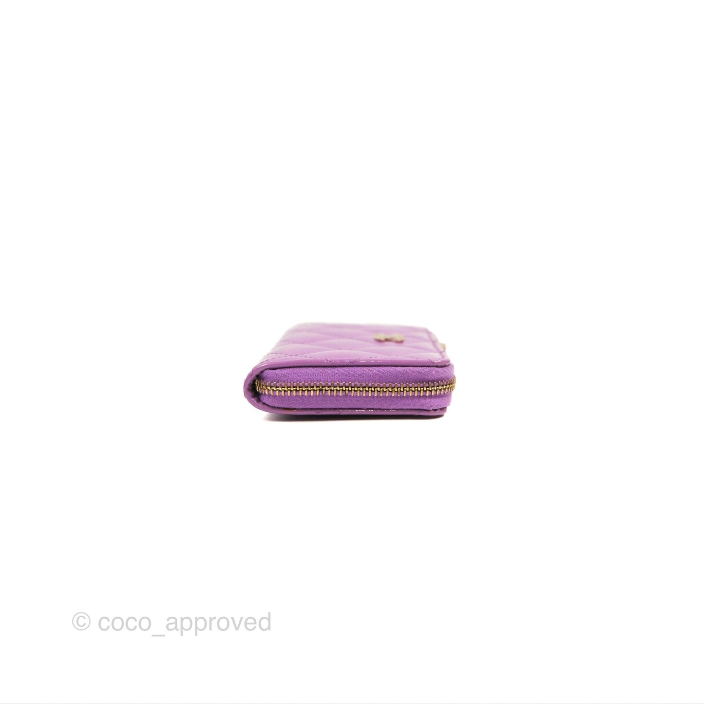 Chanel Classic Quilted Key Holder Purple Patent Gold Hardware