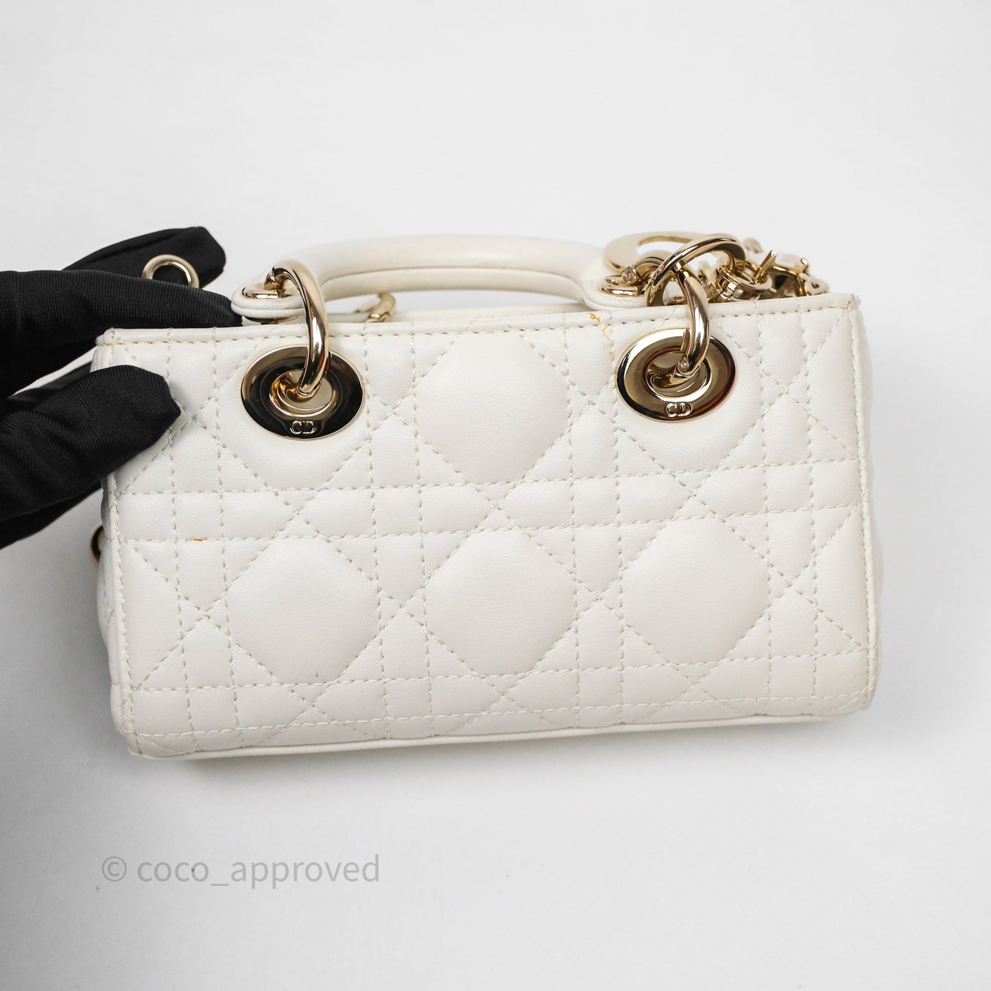 Christian Dior Micro Lady D-Joy Bag Latte Cannage Lambskin Gold Hardware