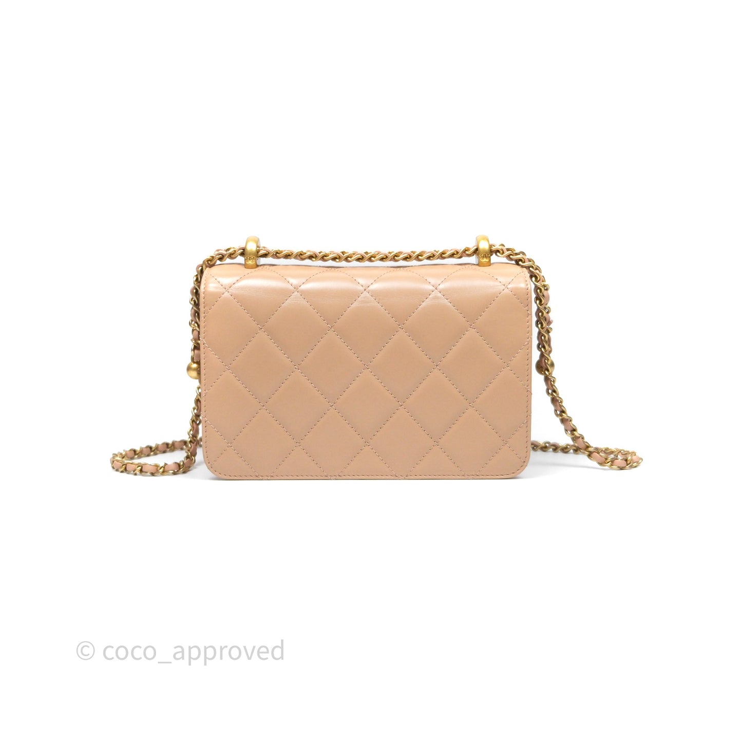Chanel Quilted Mini Perfect Fit Adjustable Beige Calfskin Gold Hardware