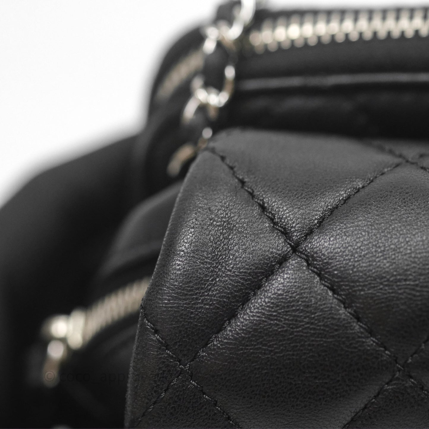 Chanel Mini Quilted Double Pouch Bag Lambskin Sliver Hardware