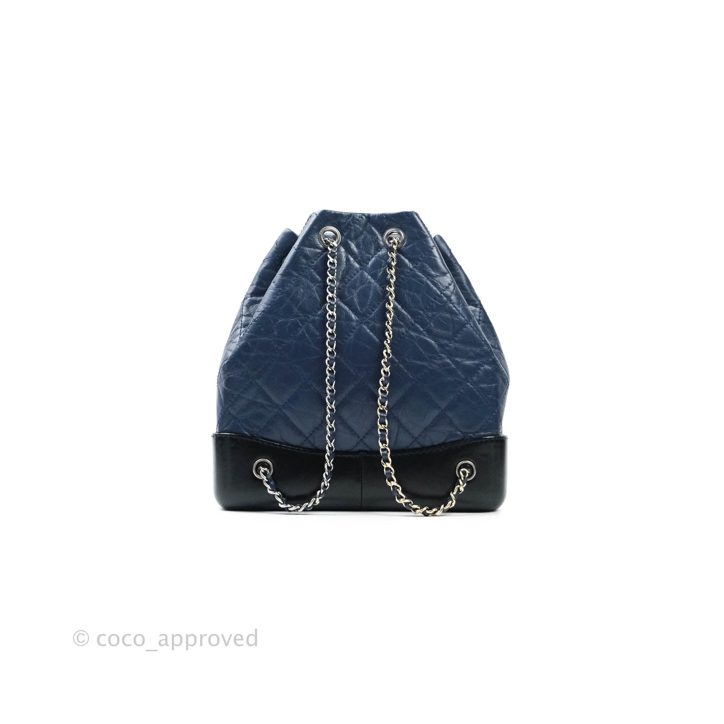 Chanel Small Gabrielle Backpack Navy Black Aged Calfskin