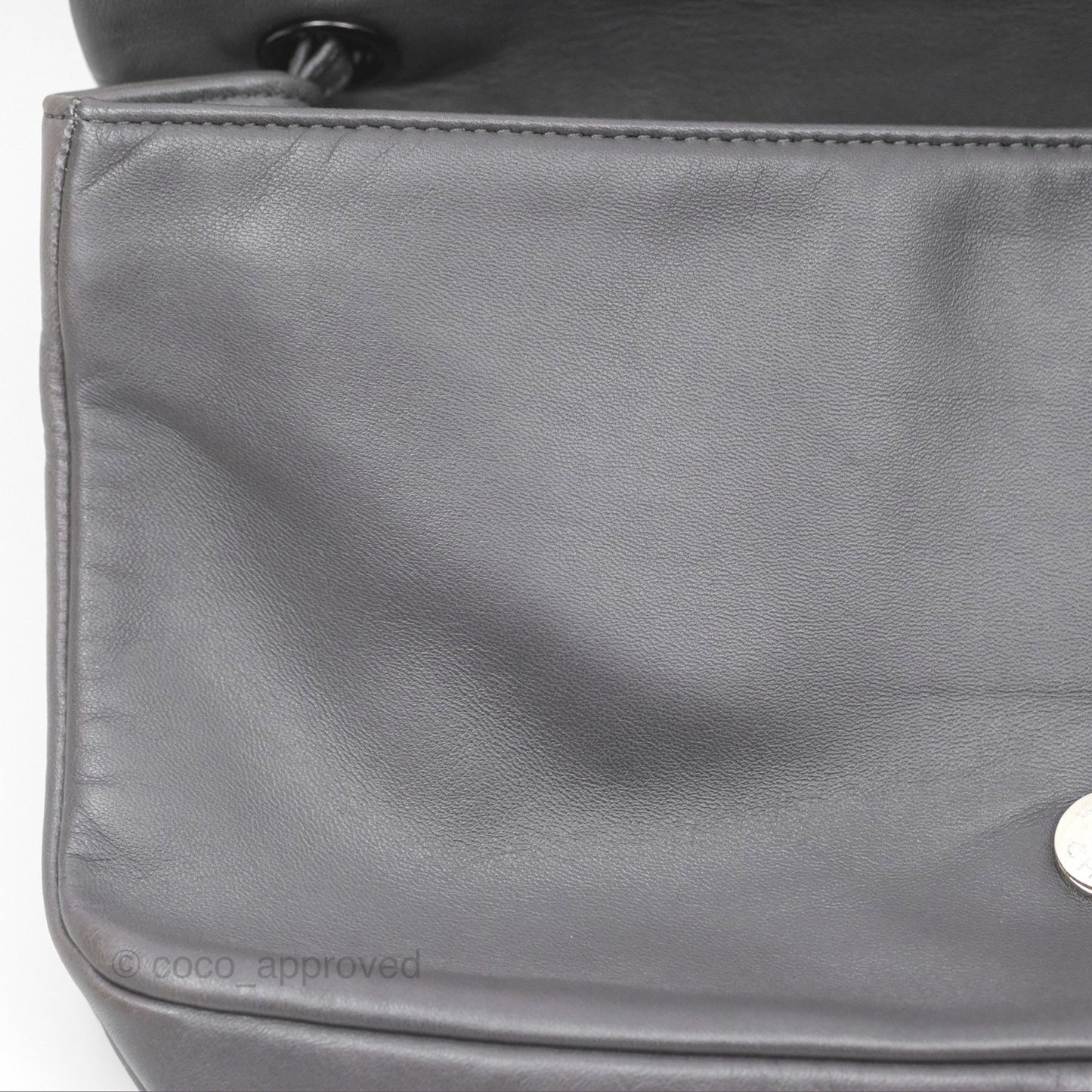 Chanel Studded CC East West Flap Shoulder Bag Lambskin Dark Grey