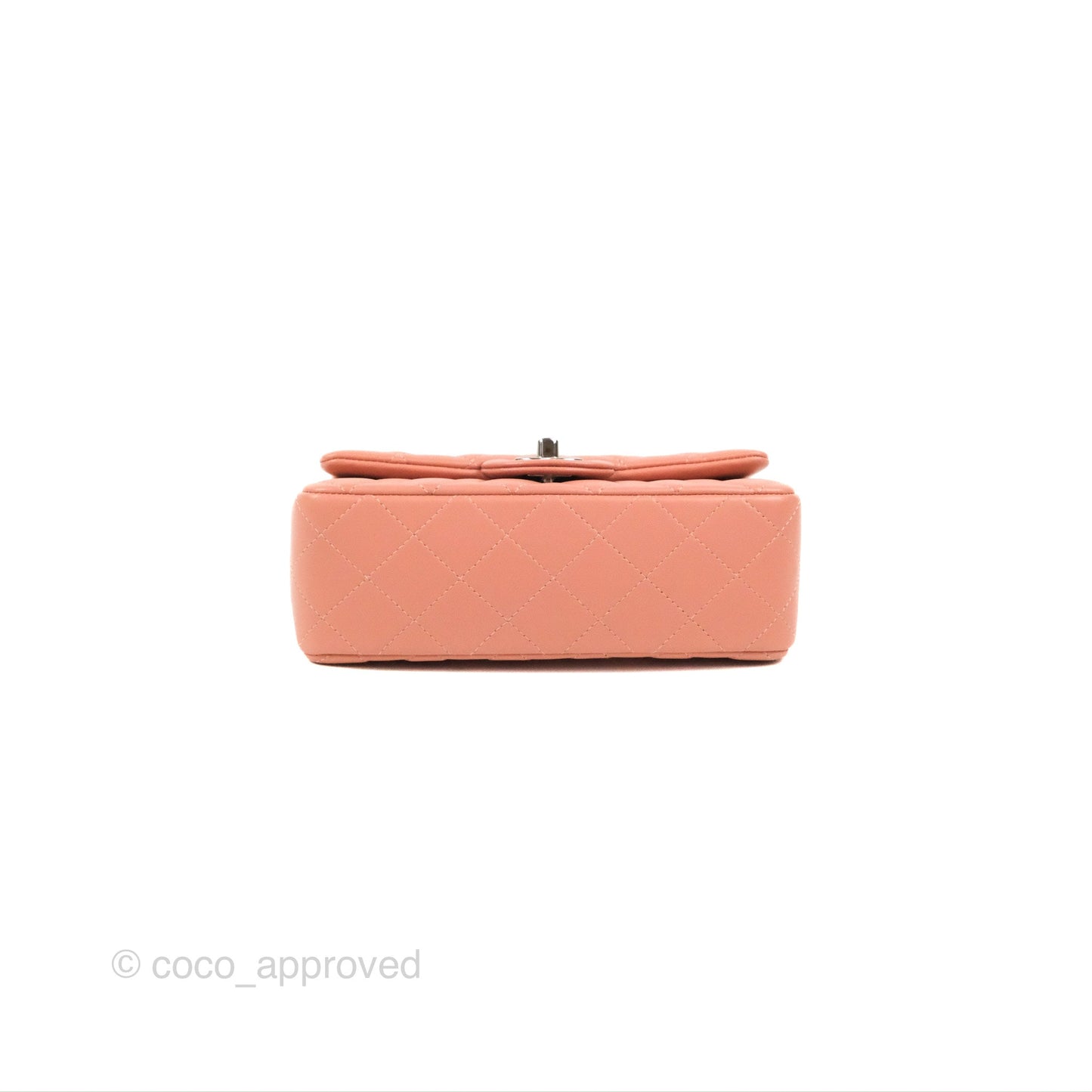 Chanel Quilted Mini Rectangular Flap Salmon Pink Lambskin Silver Hardware 21B
