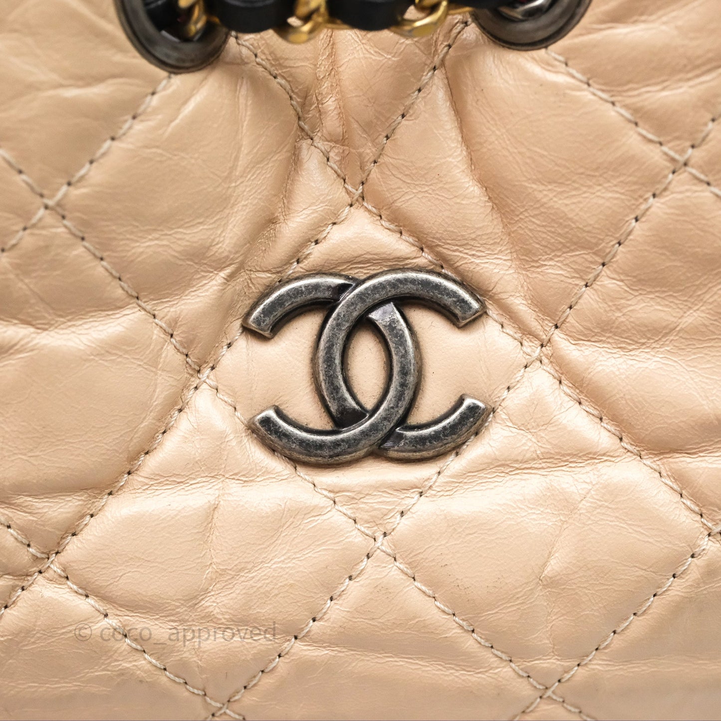 Chanel Quilted Small Gabrielle Backpack Black/Beige Aged Calfskin