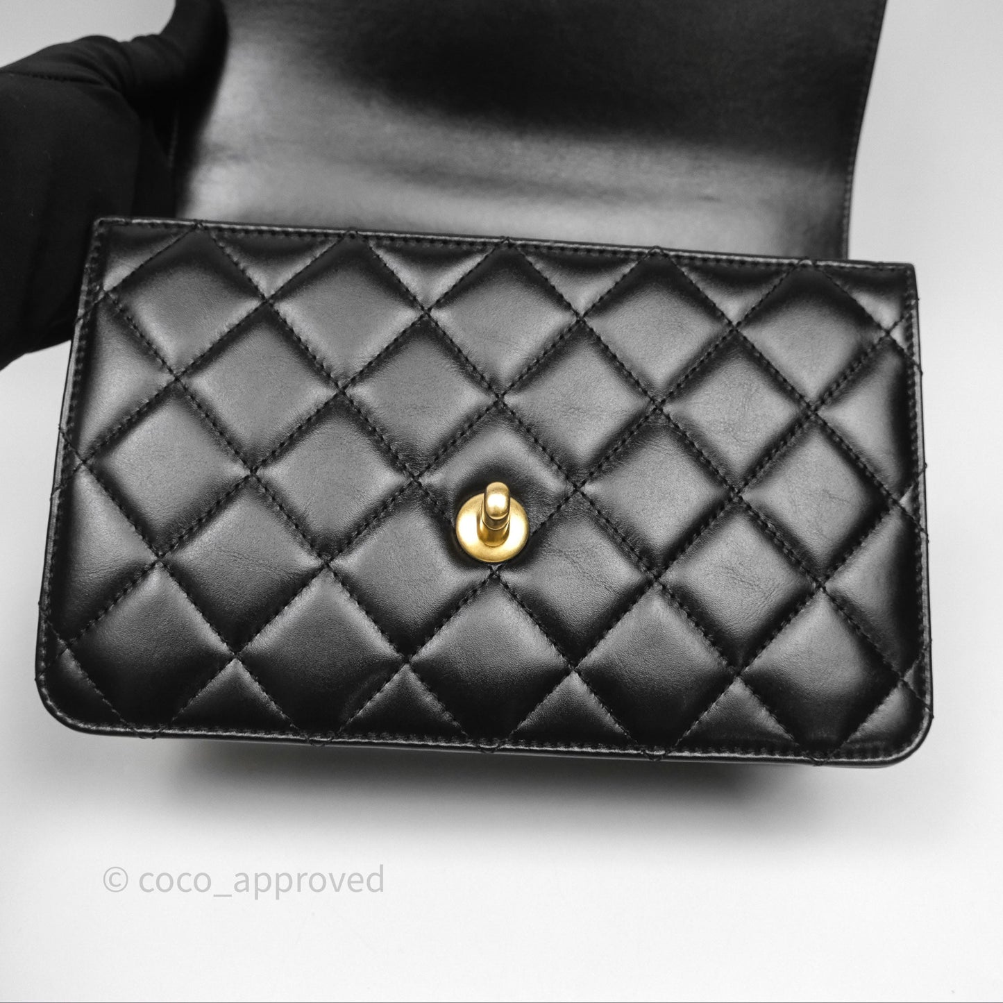 Chanel Quilted Small Perfect Fit Adjustable Black Calfskin Aged Gold Hardware