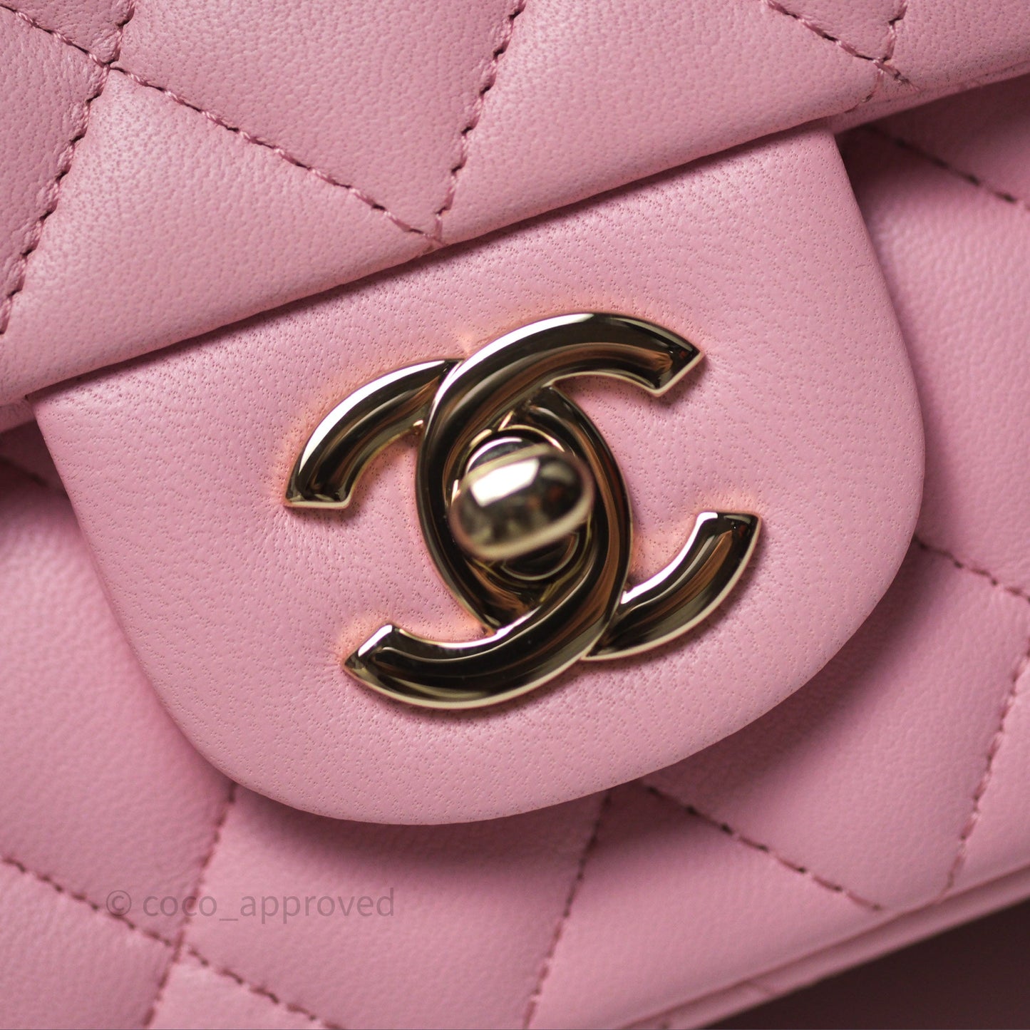 Chanel Quilted Mini Rectangular Flap Pink Lambskin Gold Hardware