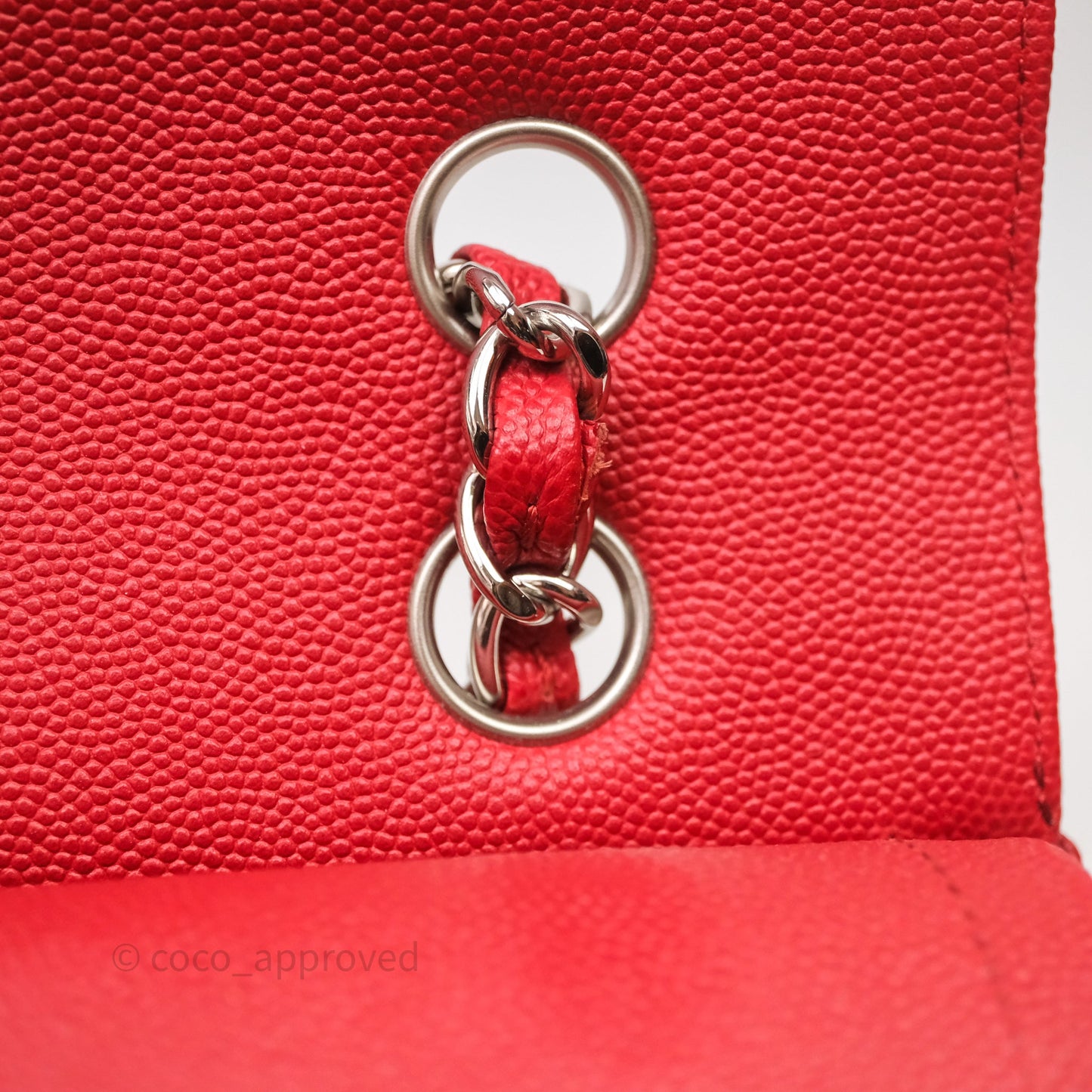 Chanel Classic M/L Medium Flap Quilted Red Caviar Silver Hardware