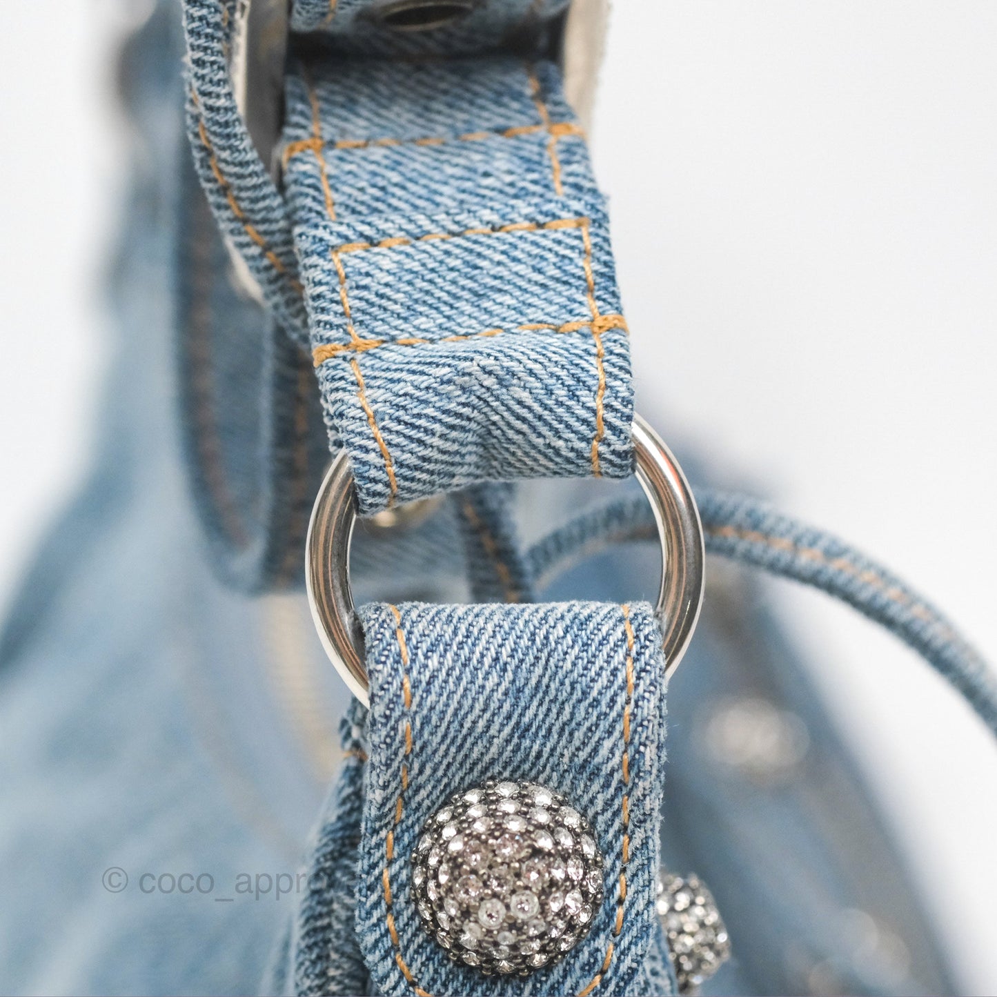 Balenciaga Le Cagole Small Embellished Denim Shoulder Bag