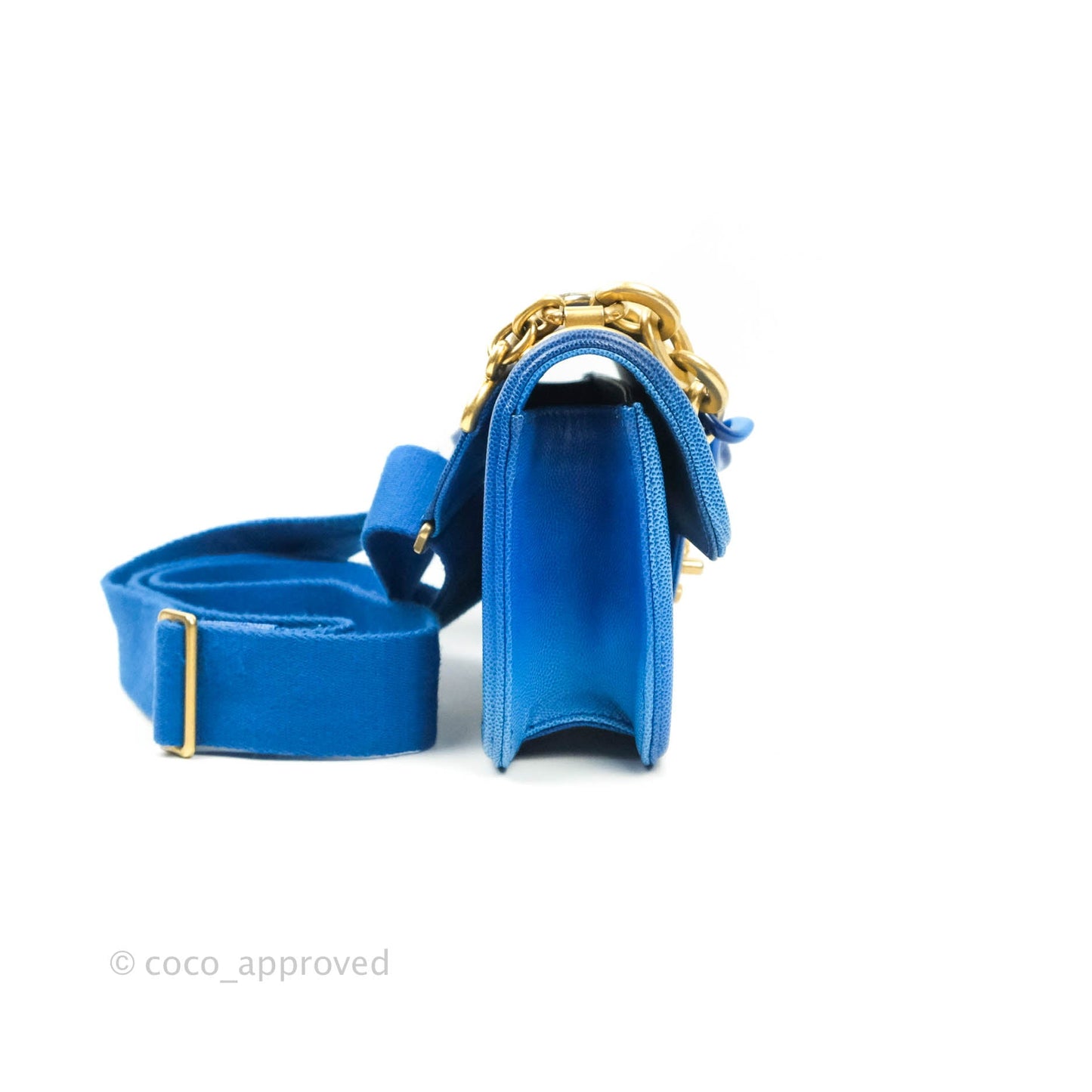 Chanel Quilted Sunset On The Sea Blue Flap Bag Caviar Aged Gold Hardware