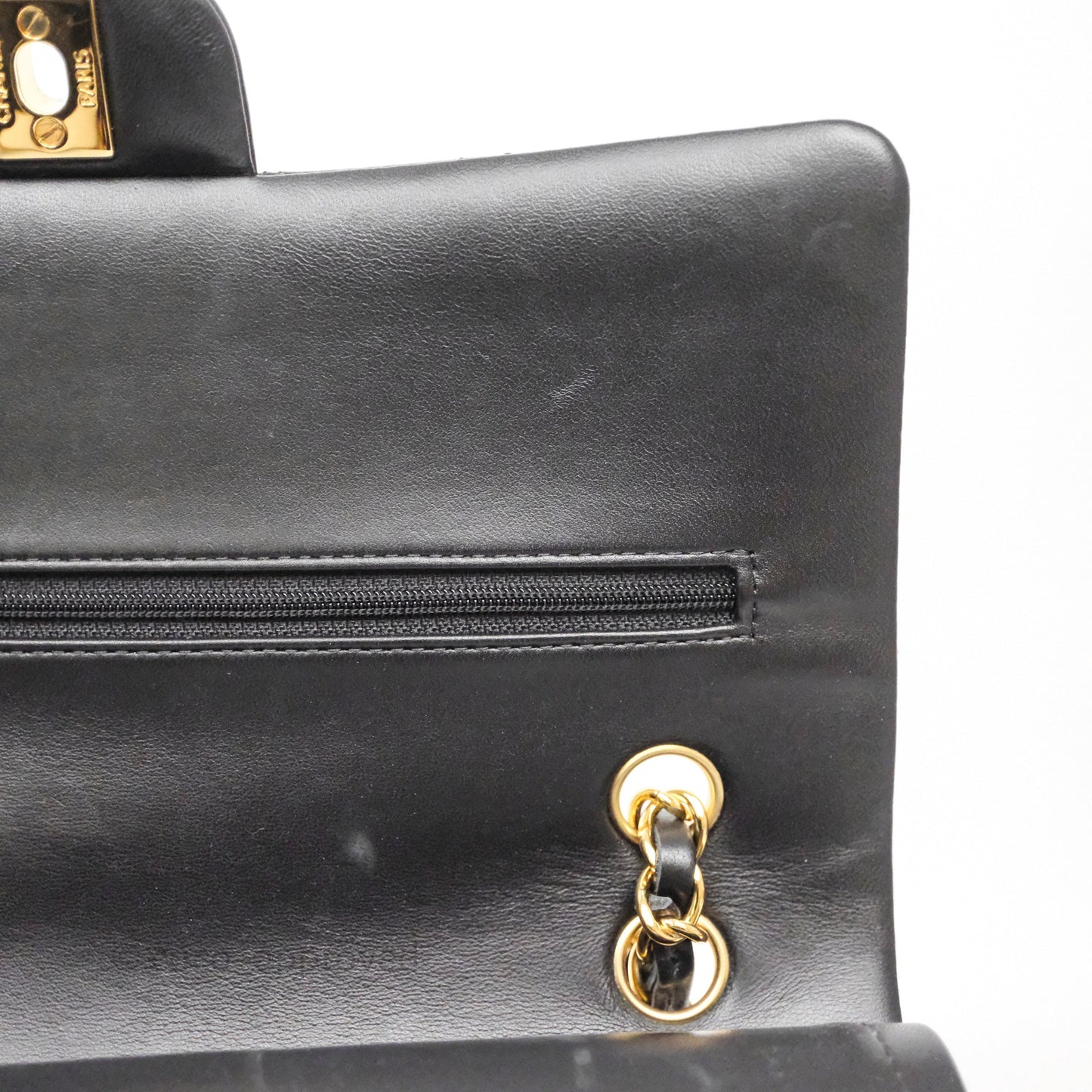Chanel Classic M/L Medium Flap Quilted Black Lambskin Gold Hardware