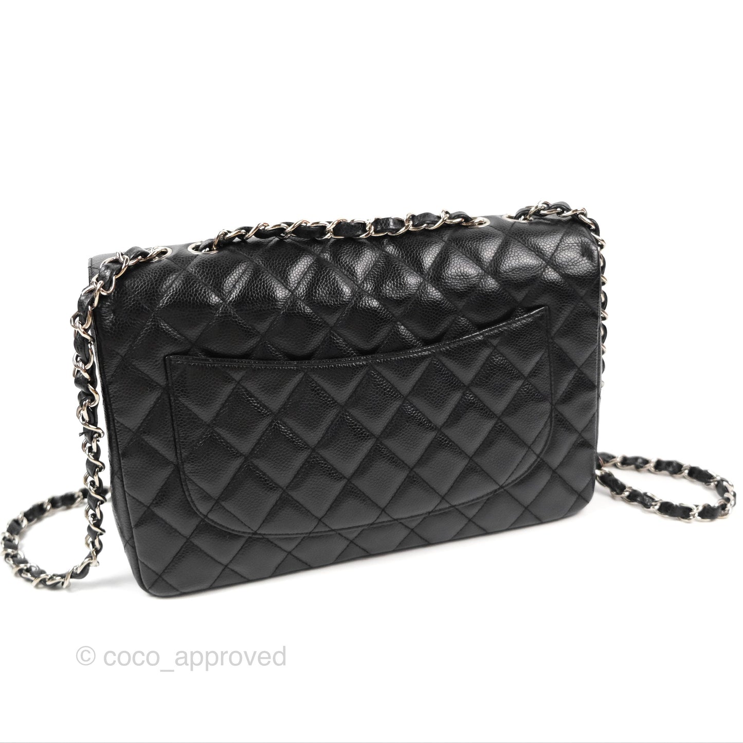 Chanel Jumbo Single Flap Quilted Black Caviar Silver Hardware