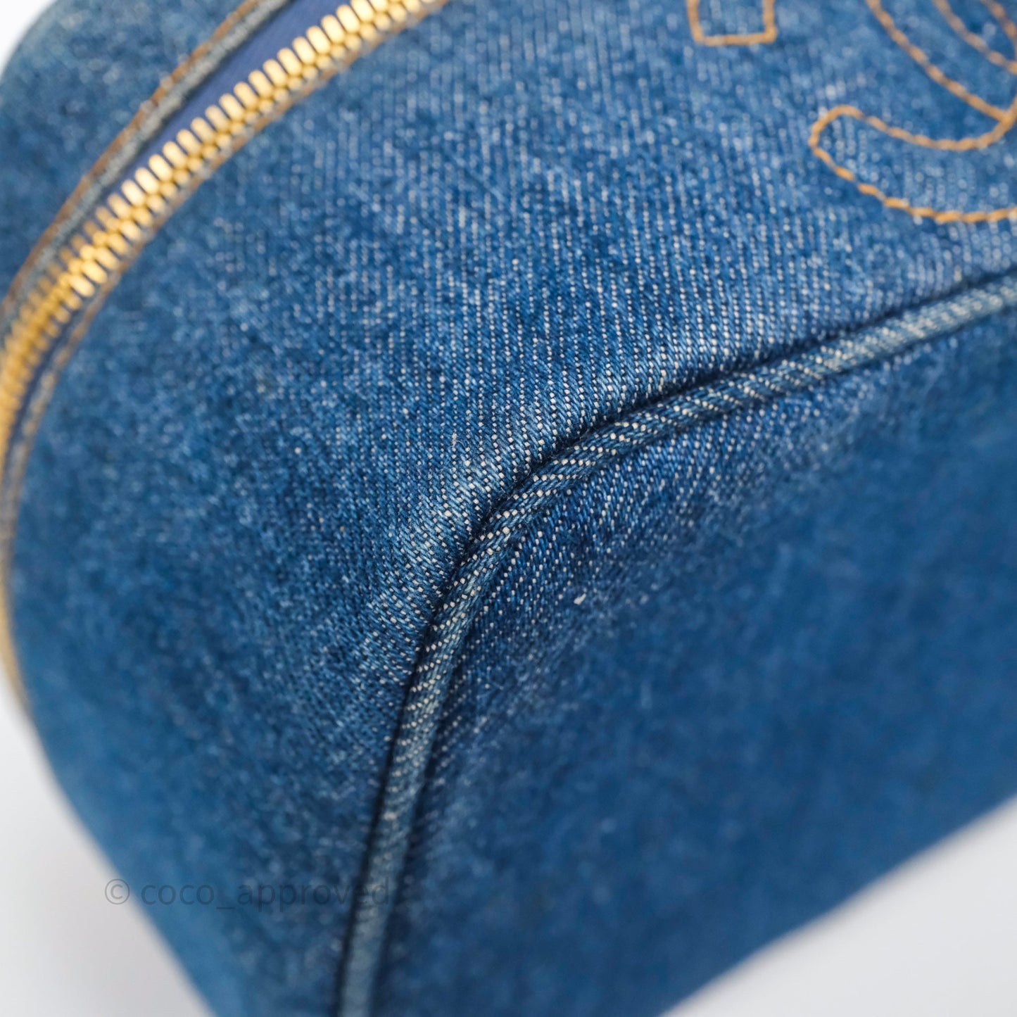 Chanel Vintage Vanity Case Denim Aged Gold Hardware