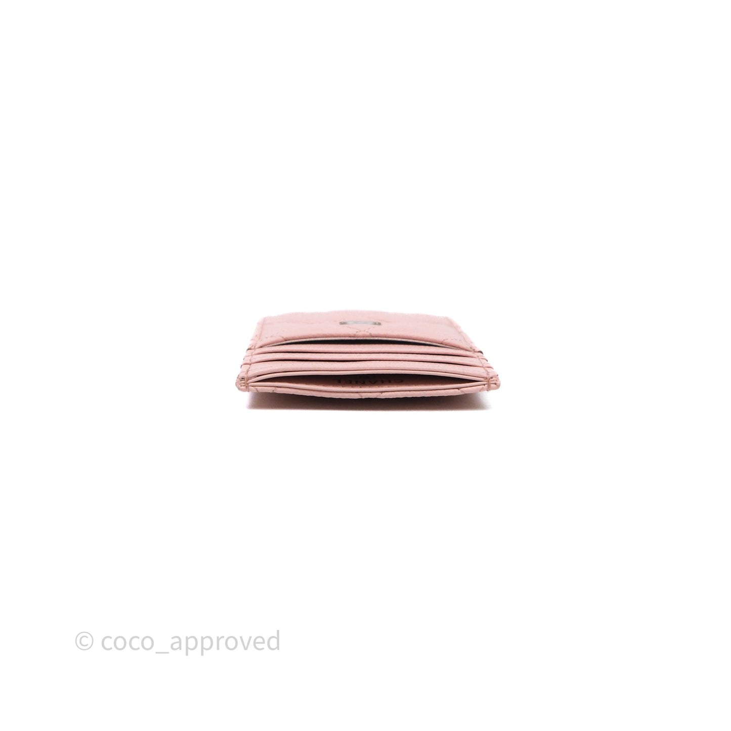 Chanel Quilted Card Holder Caviar Pink Gold Hardware