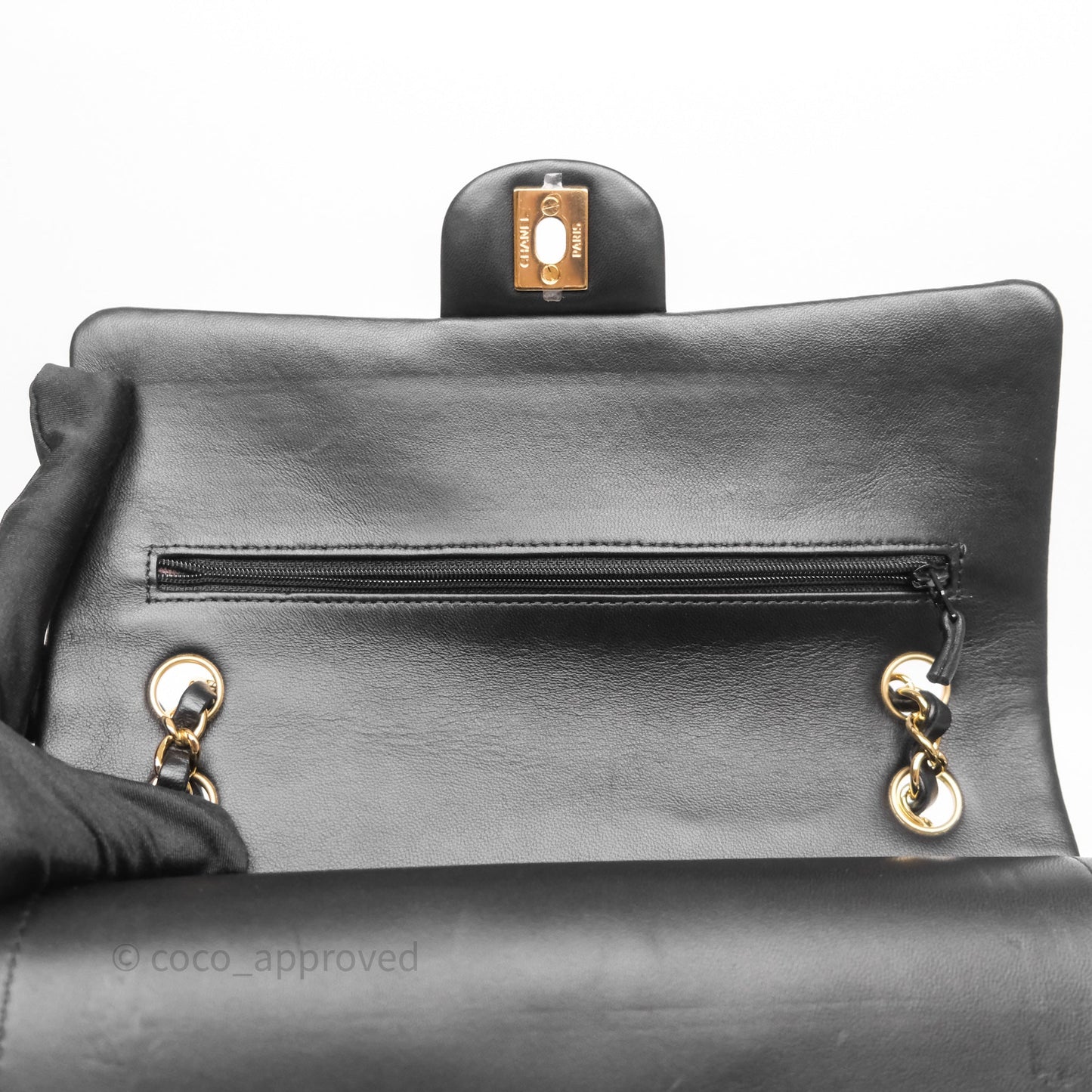Chanel Classic M/L Medium Flap Quilted Black Lambskin Gold Hardware