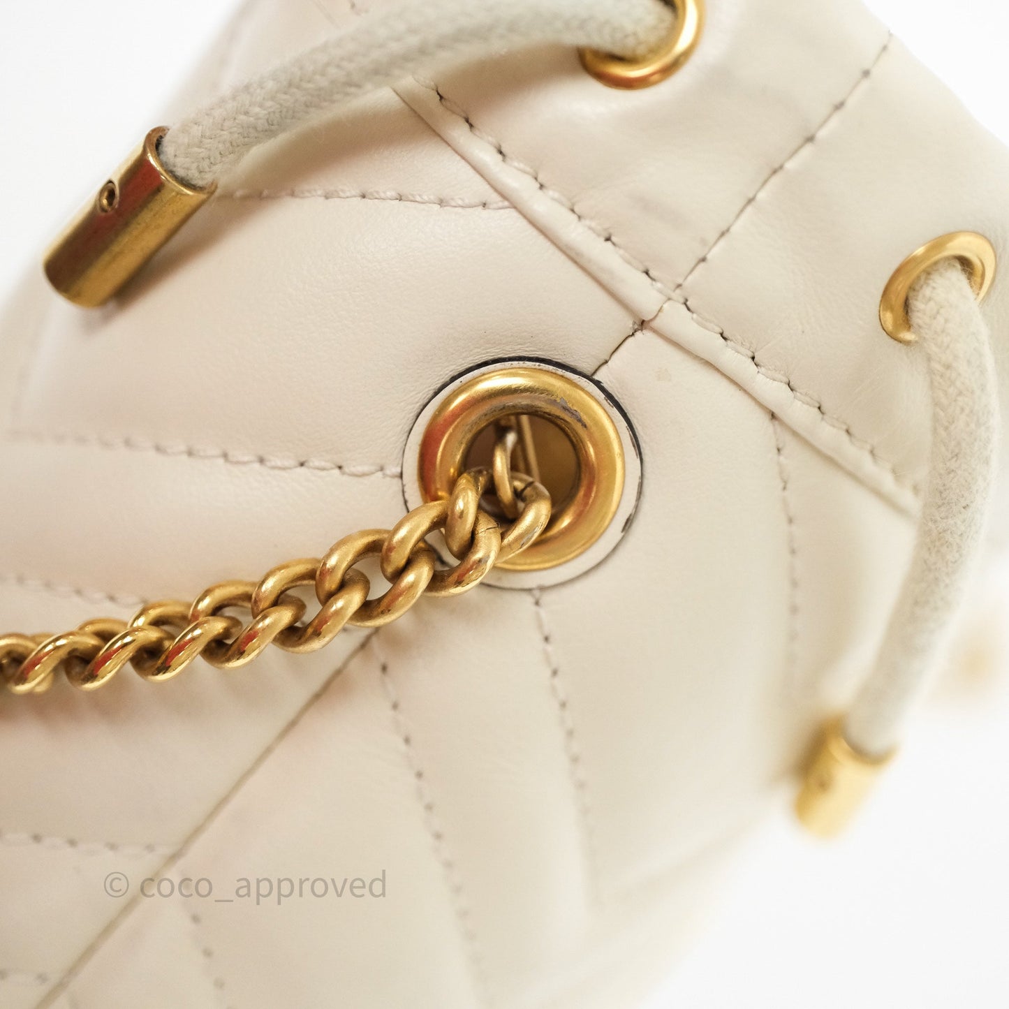 Gucci GG Marmont Mini Bucket Bag Ivory Leather