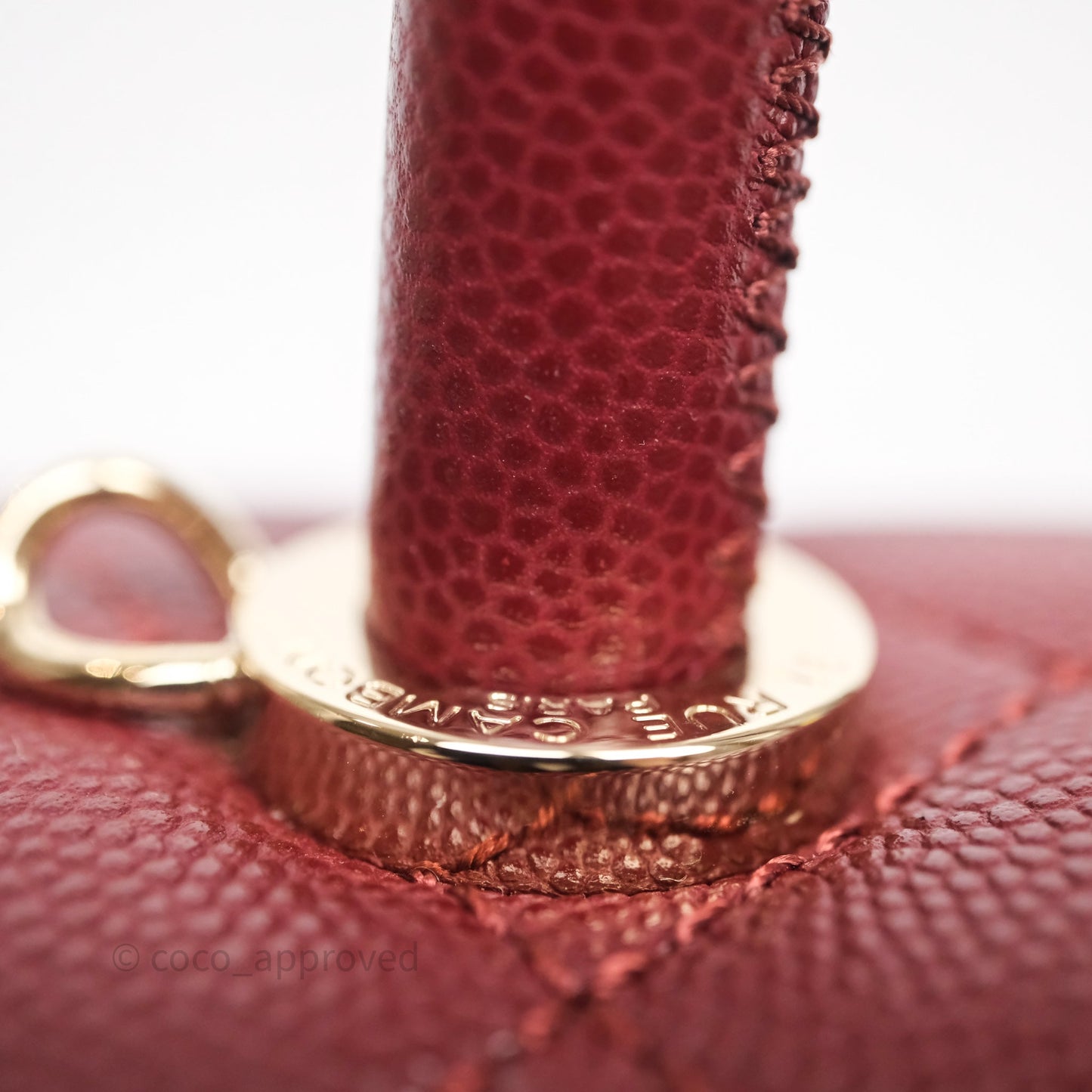 Chanel Small Coco Handle Quilted Red Burgundy Caviar Gold Hardware