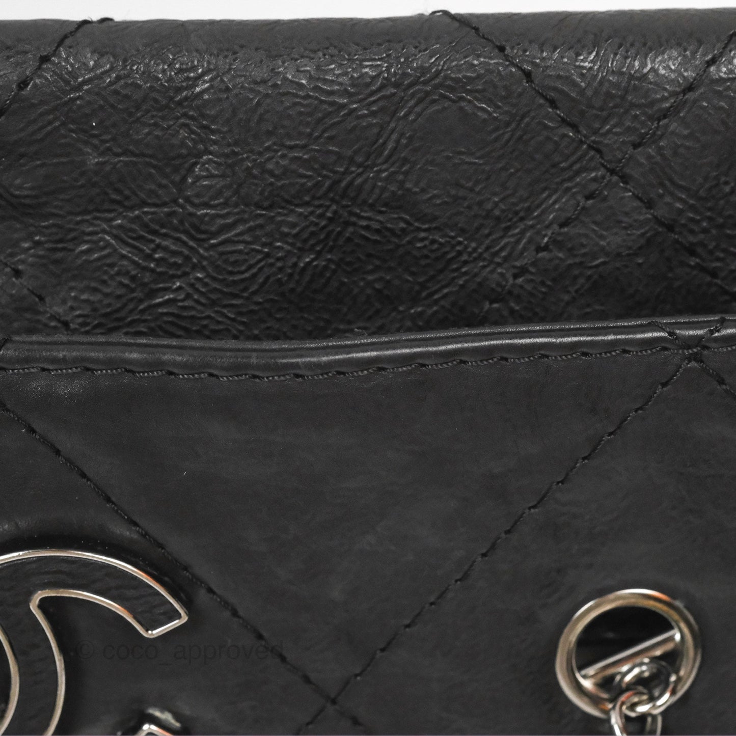 Chanel Large Hamptons Shopping Tote Black Washed Calfskin