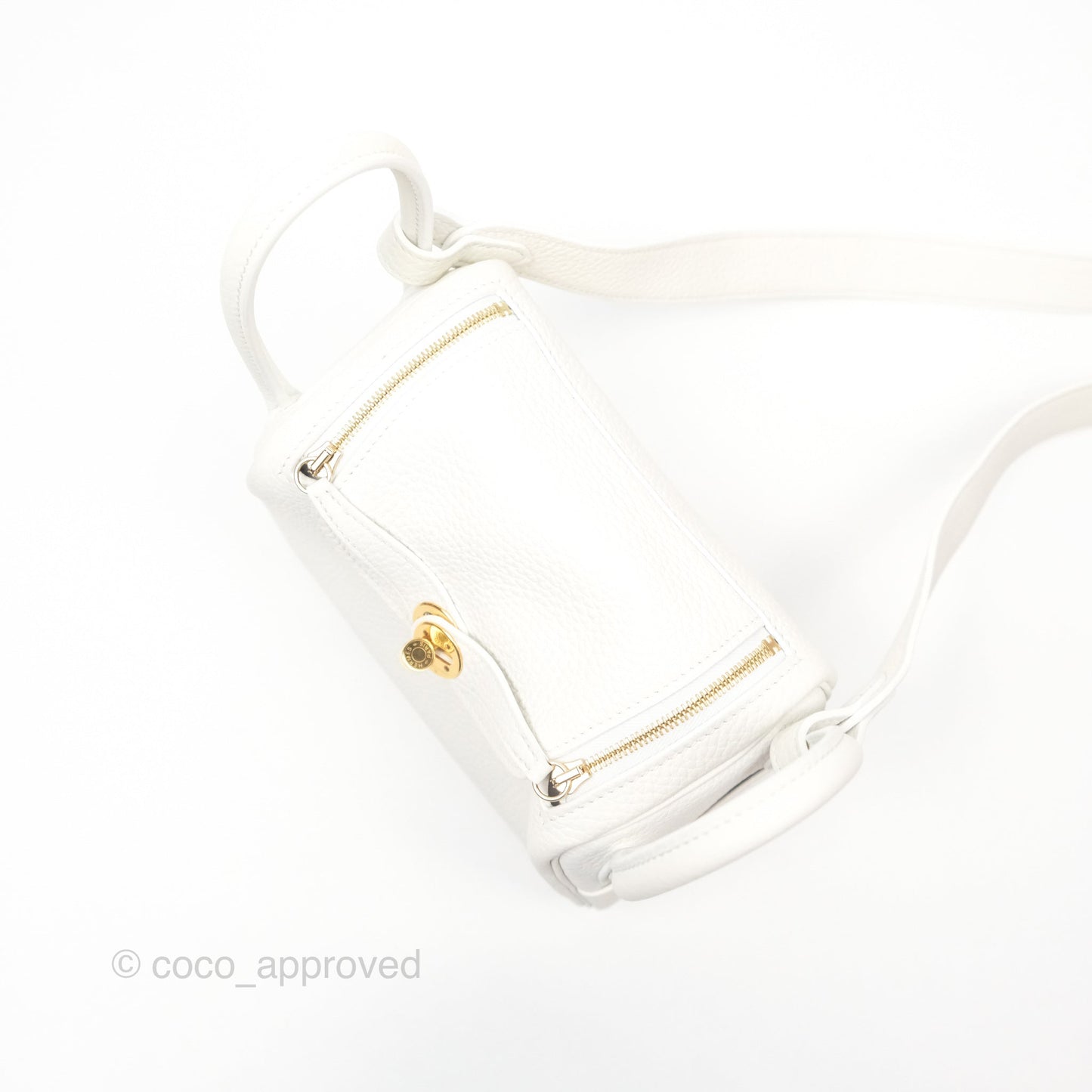 Hermès Mini Lindy 20 New White 0U Clemence Gold Hardware