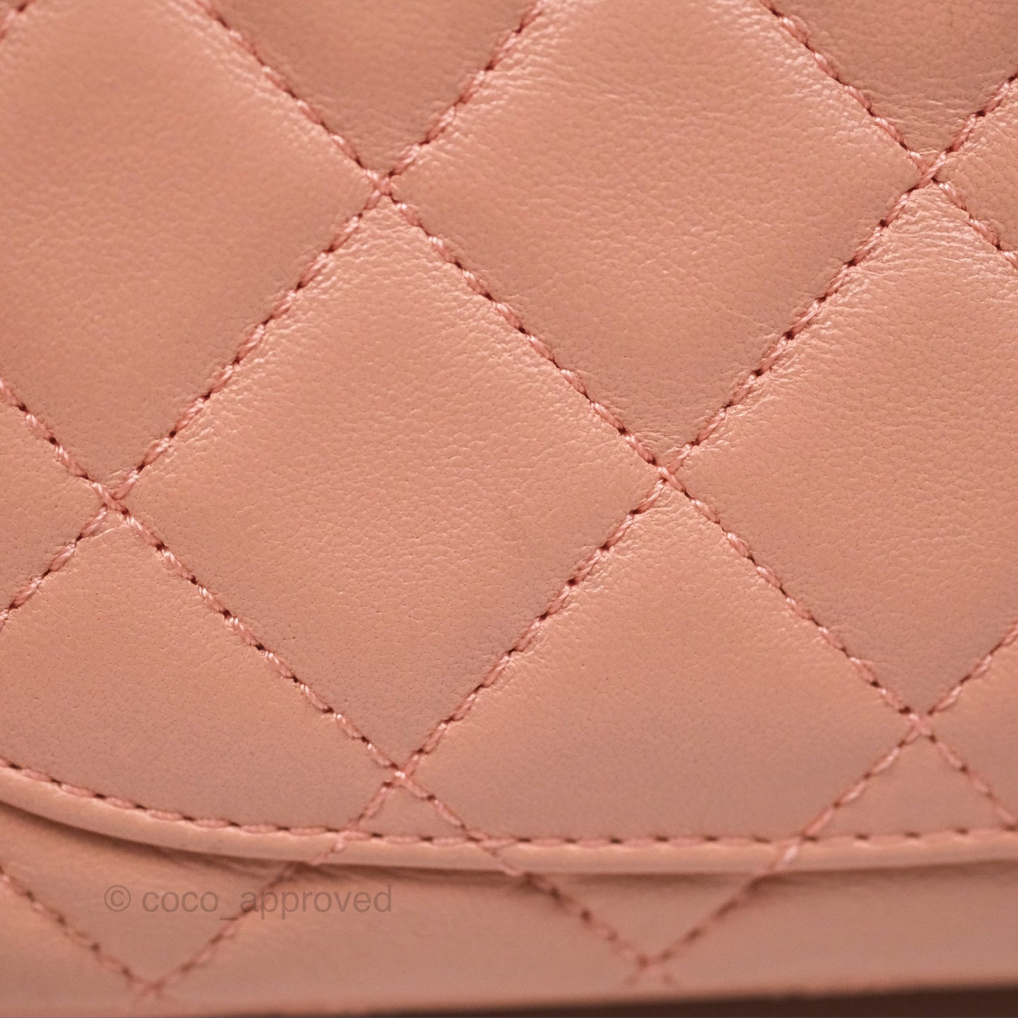 Chanel Pearl Crush Mini Square Quilted Peach Beige Lambskin Aged Gold Hardware