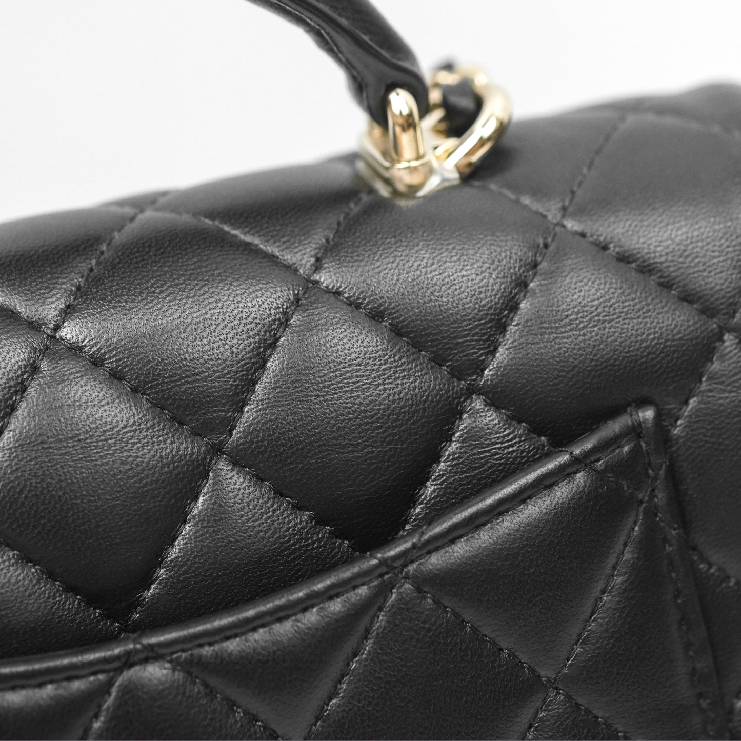 Chanel Top Handle Mini Rectangular Flap Bag Black Lambskin Gold Hardware