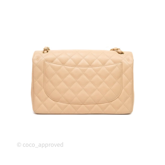 Chanel Jumbo Double Flap Beige Caviar Gold Hardware⁣⁣