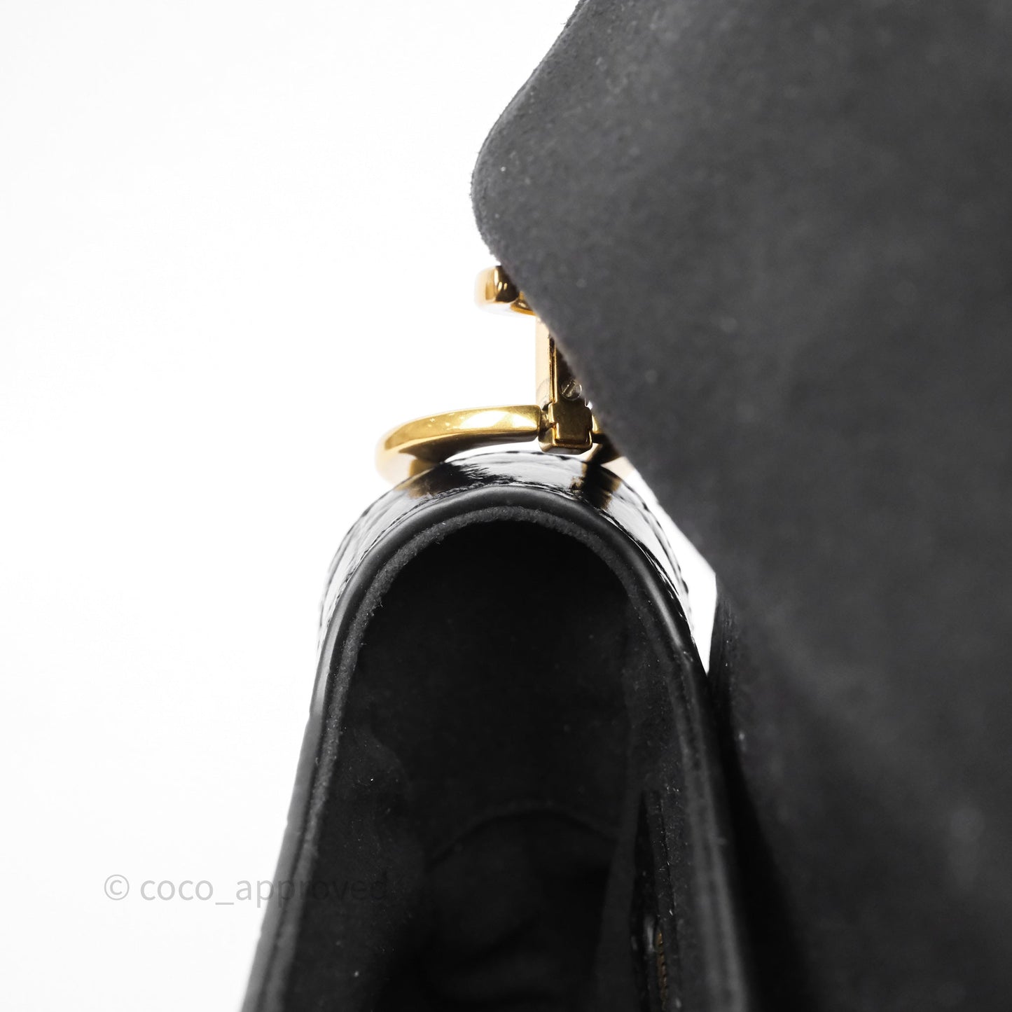 Christian Dior Saddle Bag Black Shiny Crocodile Gold Hardware